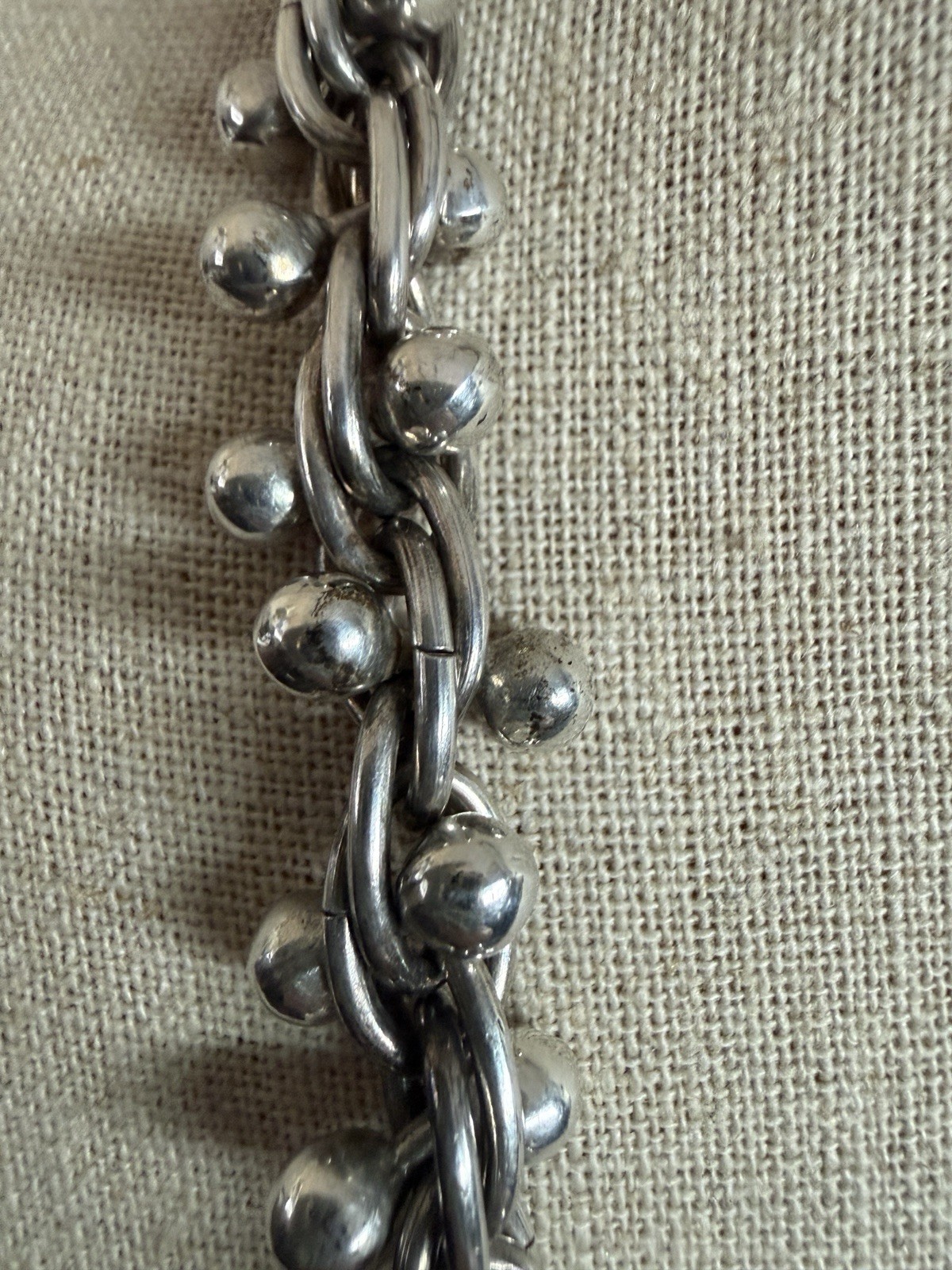 VTG Taxco Mexico Sterling DNA Link Peppercorn Necklace Spratling Style 122.9g