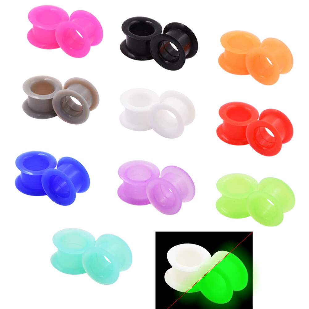 Pair Thick Silicone Ear Plugs Soft Ear Gauges Tunnel Earrings Earlets Earskin