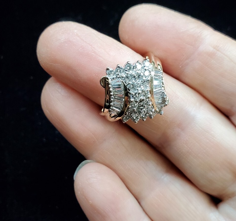 Ladies Diamond Cluster. 14 Karat Yellow Gold. Approx 1 Carat T.W Diamonds….