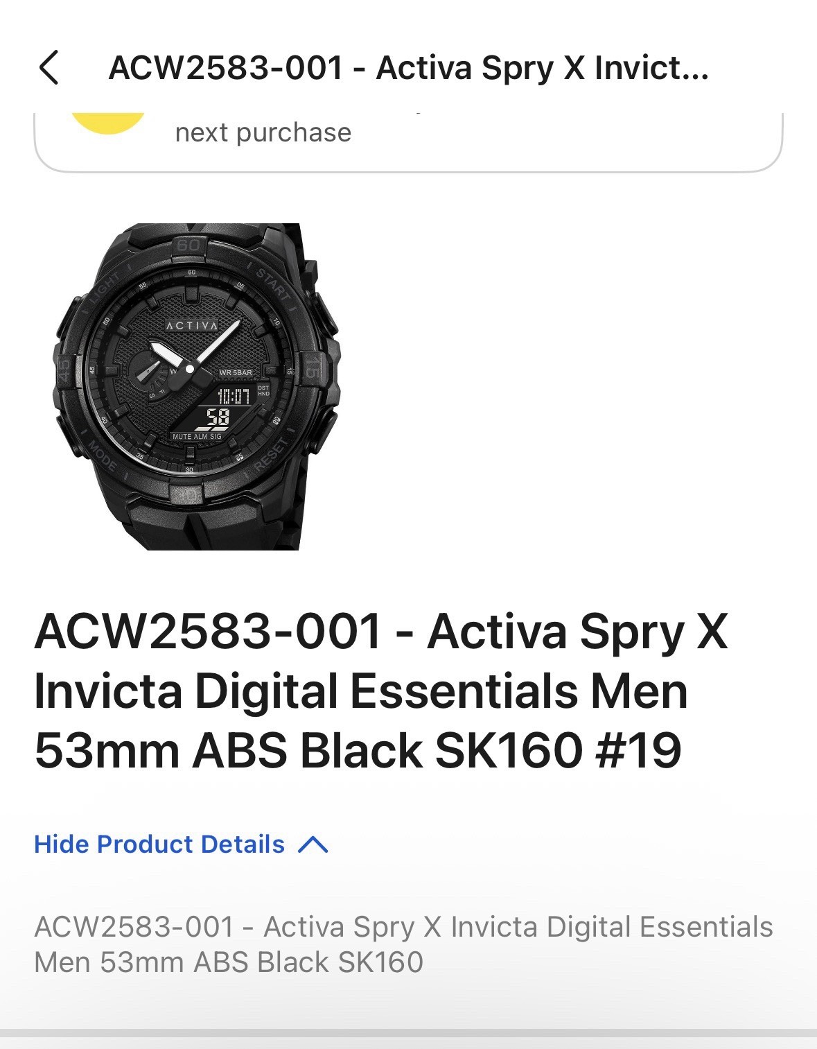 Activa Spry X Men’s Analog-Digital Quartz 53mm Black 50m Alarm Date Box