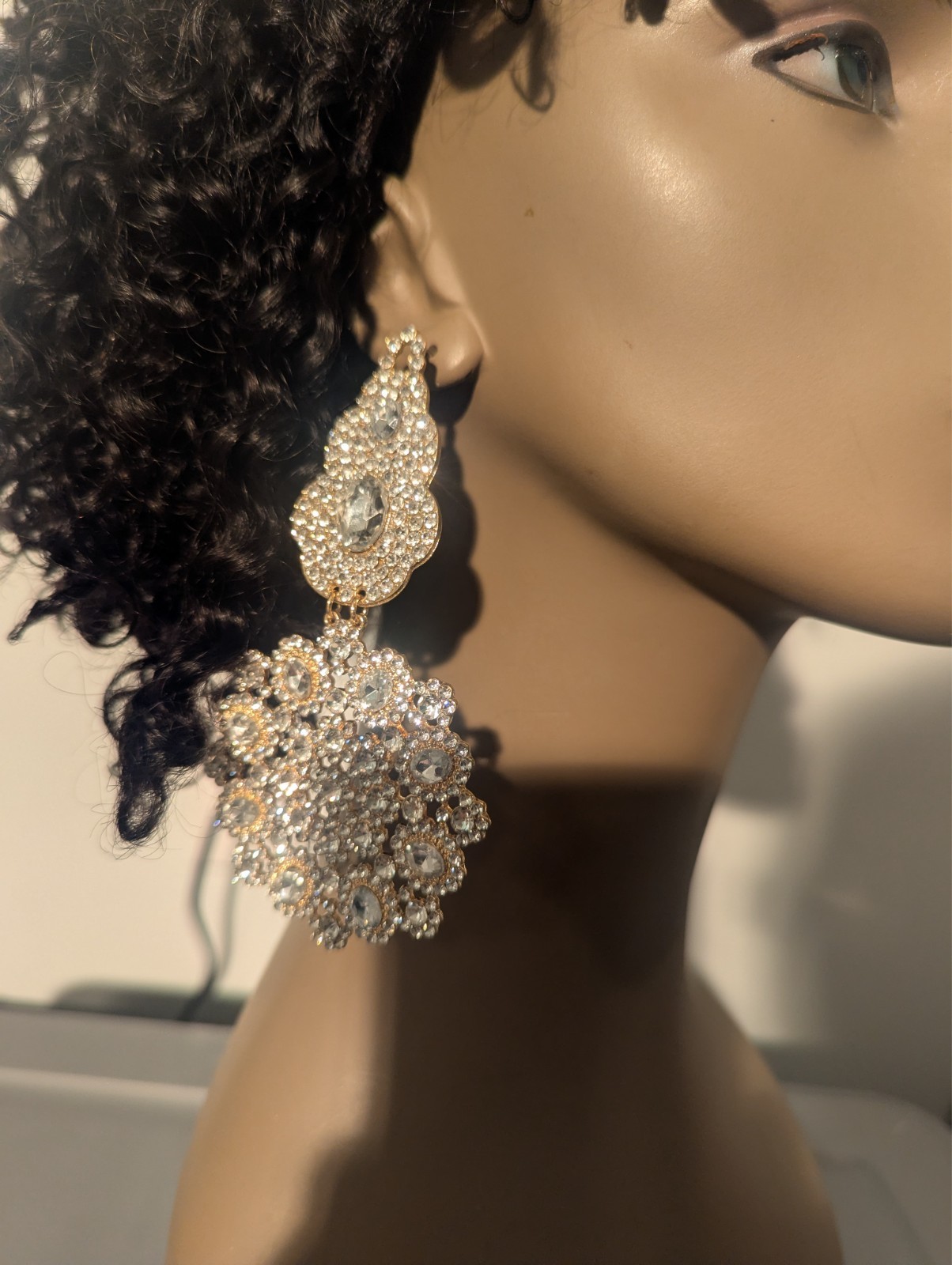 Oversized Rhinestone Crystal Chandelier Earrings Clear 4.5 inch Dangle Pageant
