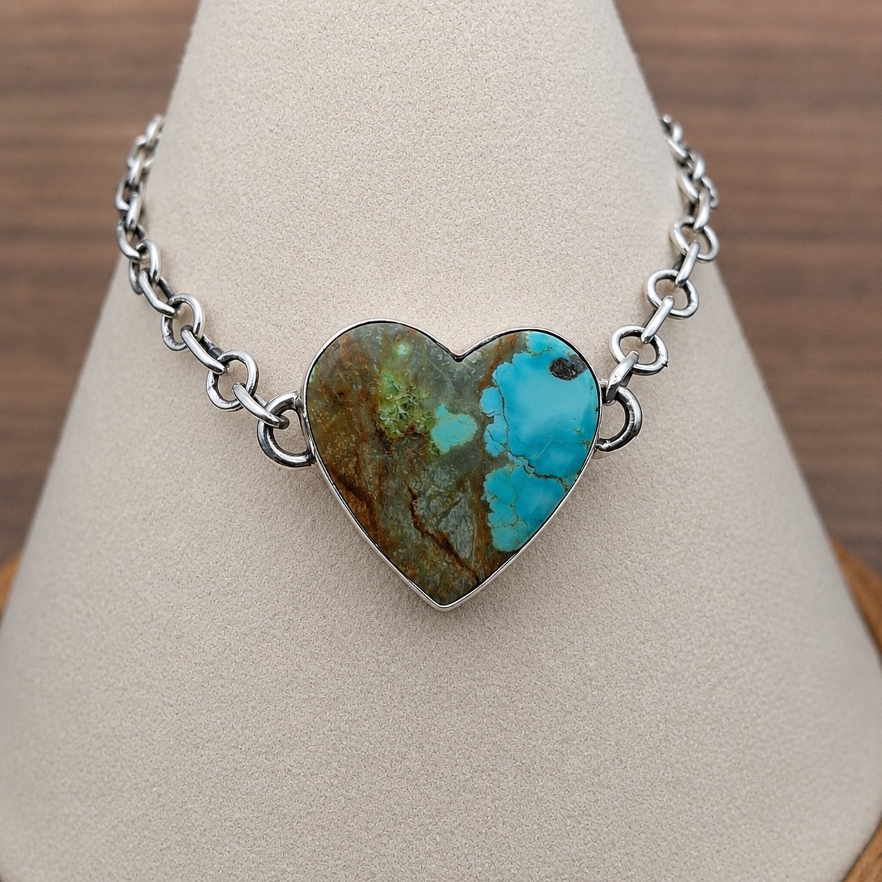 Number 8 Turquoise Bracelet Heart Sterling Silver Adjustable 5-7 Southwestern
