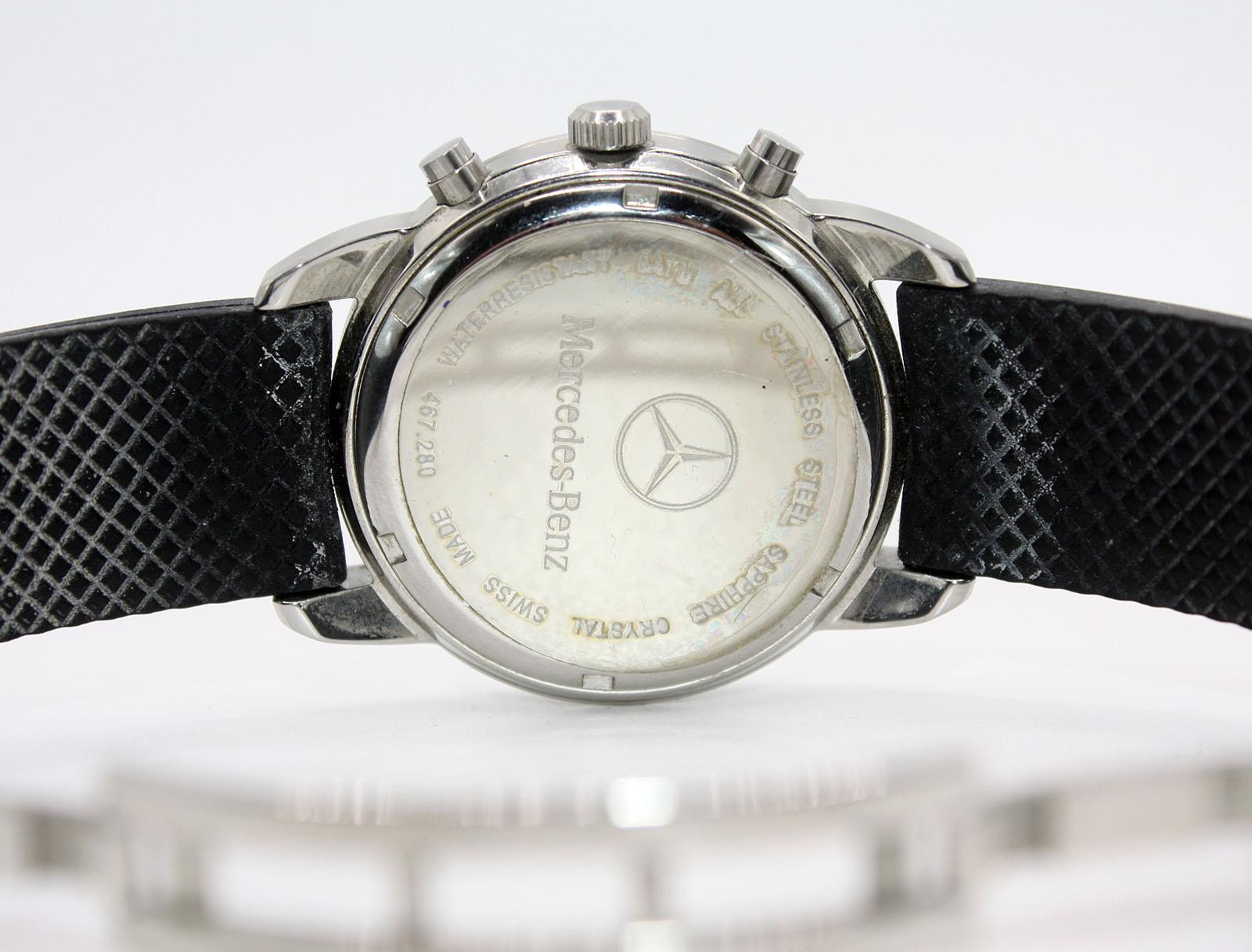 Men’s Mercedes Benz Watch 467-280 Black Dial, Date, Chrono Resin Band