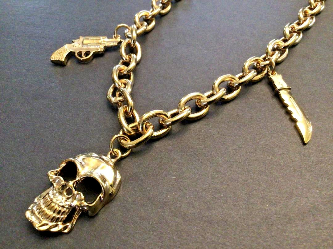 JEAN CHAINS BIKER / HIP-HOP Style Ladies or Men, Heavy Type Chain & 3 Charms