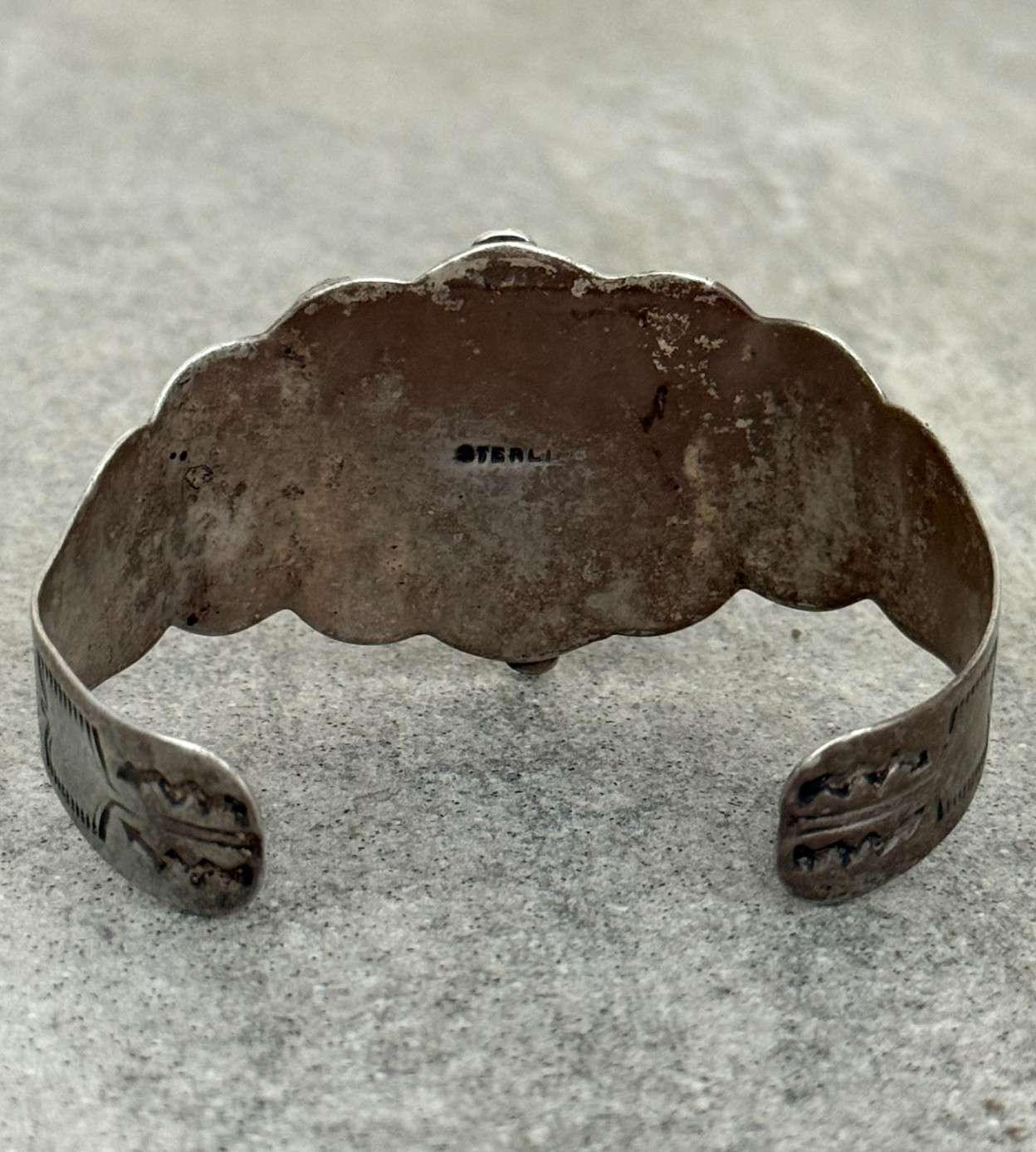 OLD FRED HARVEY era Navajo THUNDERBIRD Turquoise Sterling Bracelet 37+g 7.1 in