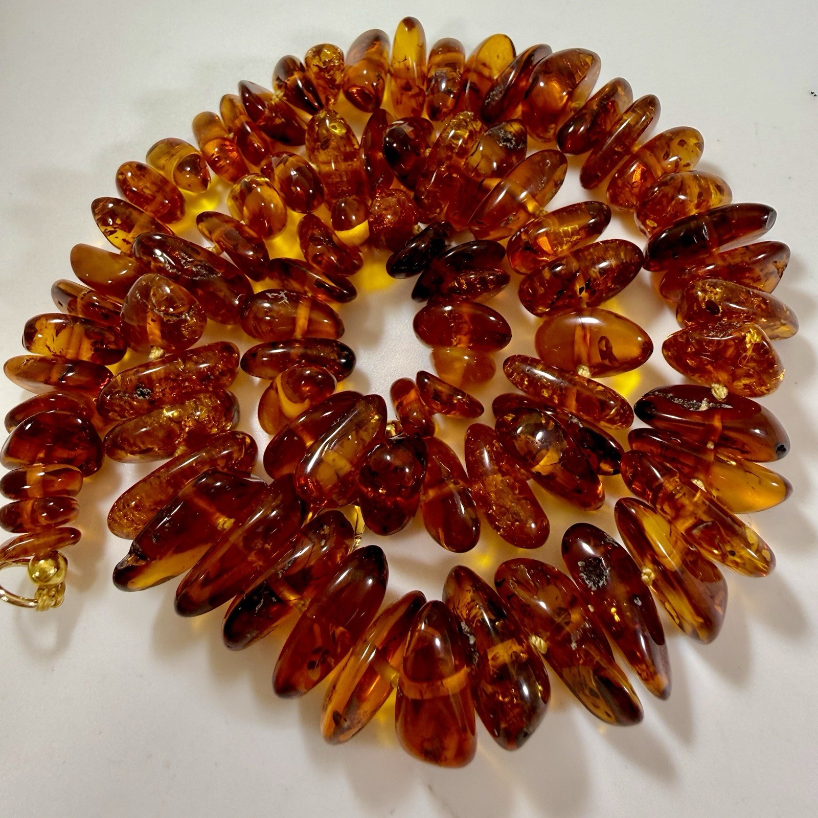 Vintage Natural Baltic Amber Necklace 18,5″ Polished Cognac Nugget Beads