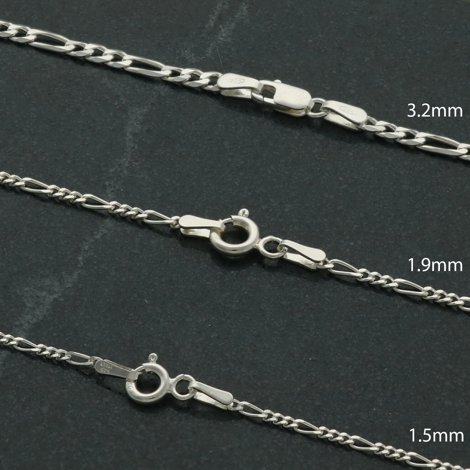 Sterling Silver 16 18 20 22 24 26 28 30″ Inch Figaro Link Chain Necklace Gift