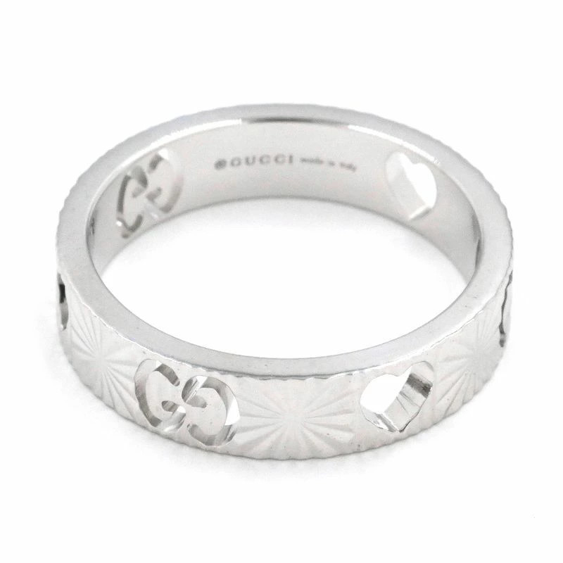 Gucci Icon Heart Ring US 4.5 K18WG Interlocking G Slim GG Logo