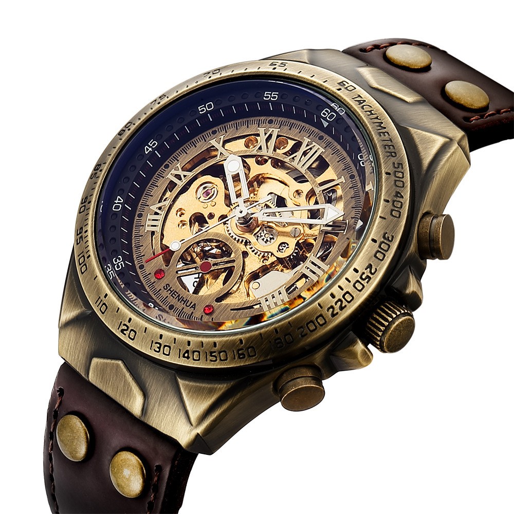 Mens Automatic Skeleton Watch Mechanical Luxury Hollow Dress Fashion Wristwatch