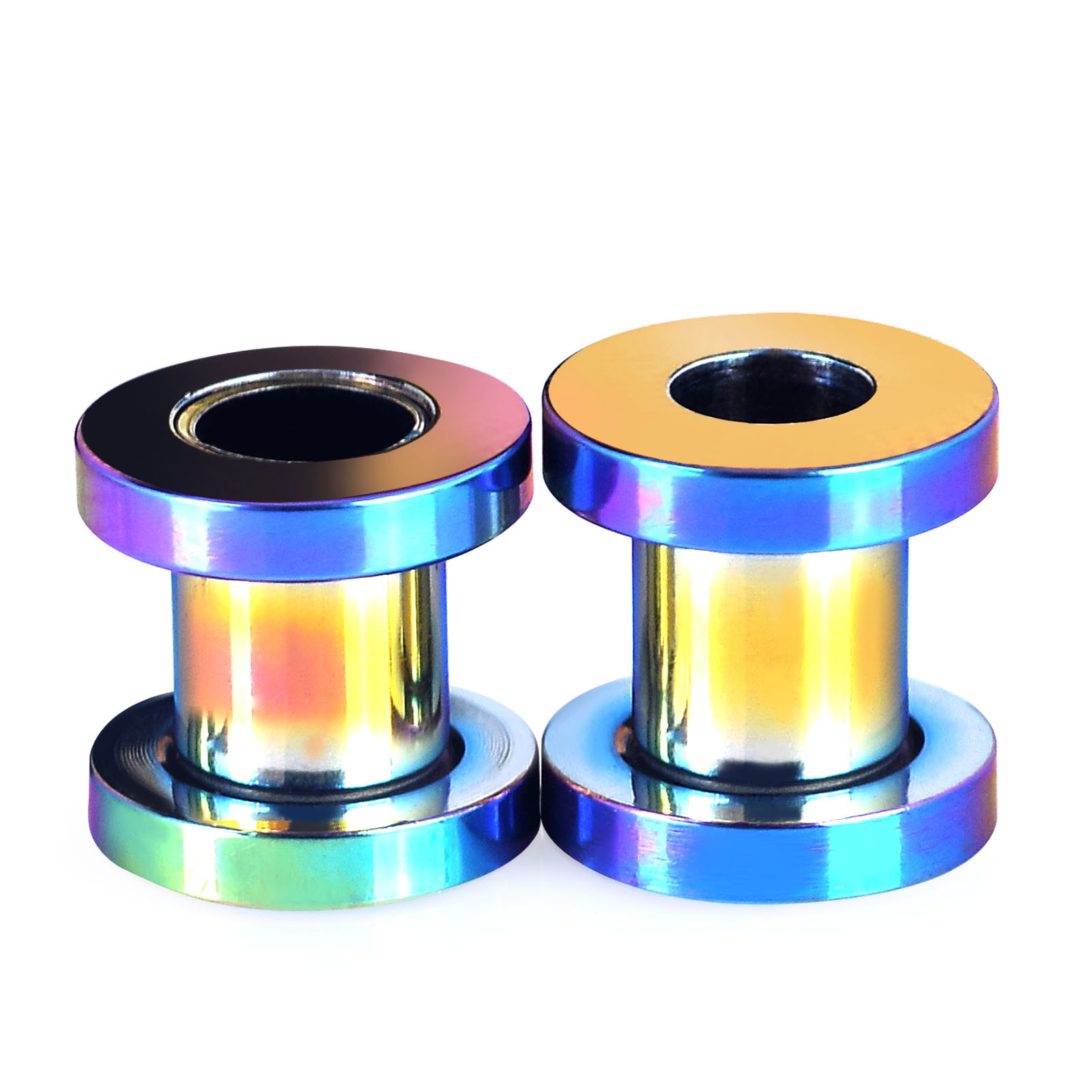 1 PAIR Stainless Steel Ear Gauges Screw Fit Ear Tunnels Plugs Earrings 12g-3/4″