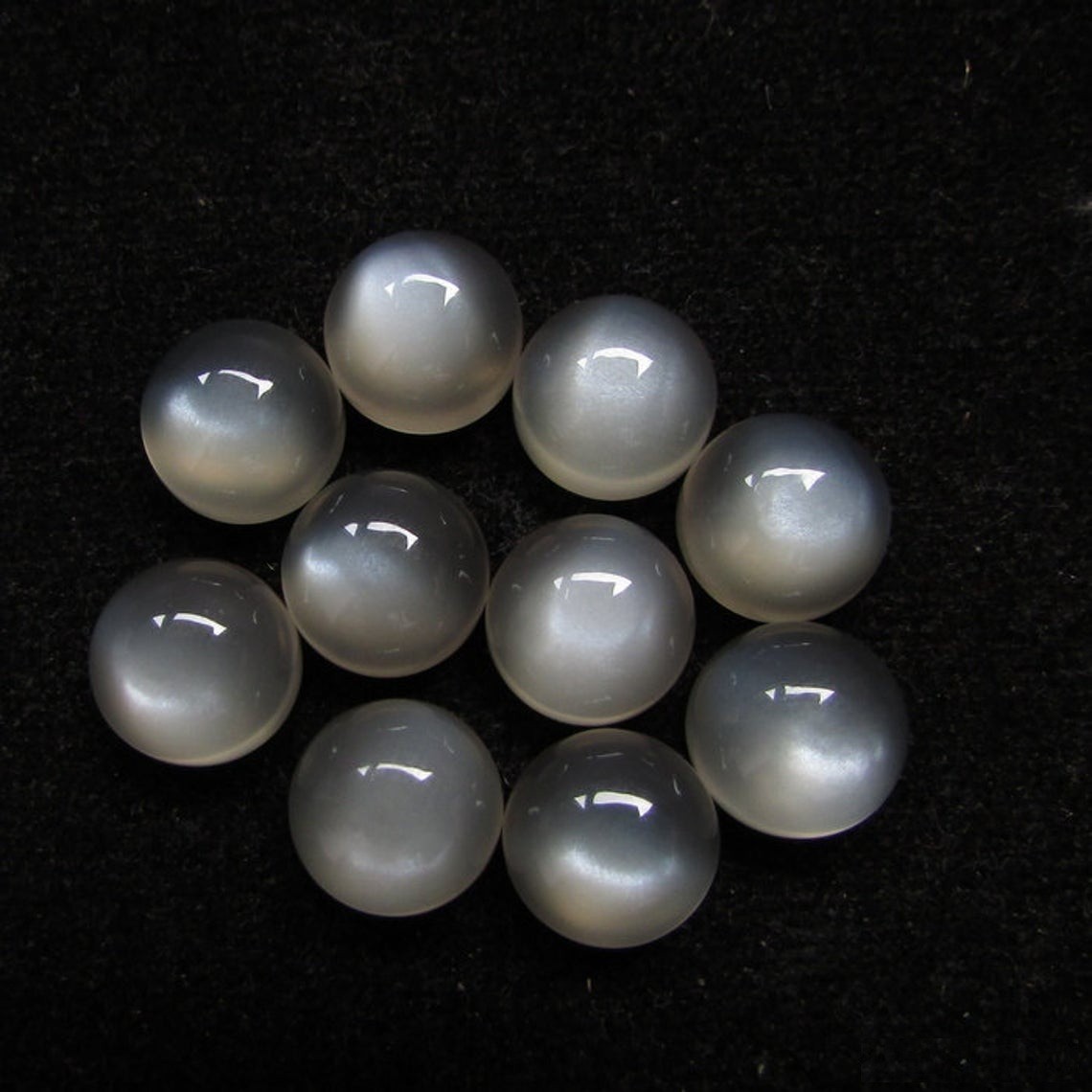 3mm Grey Moonstone Natural Round Cabochon Loose Gemstone