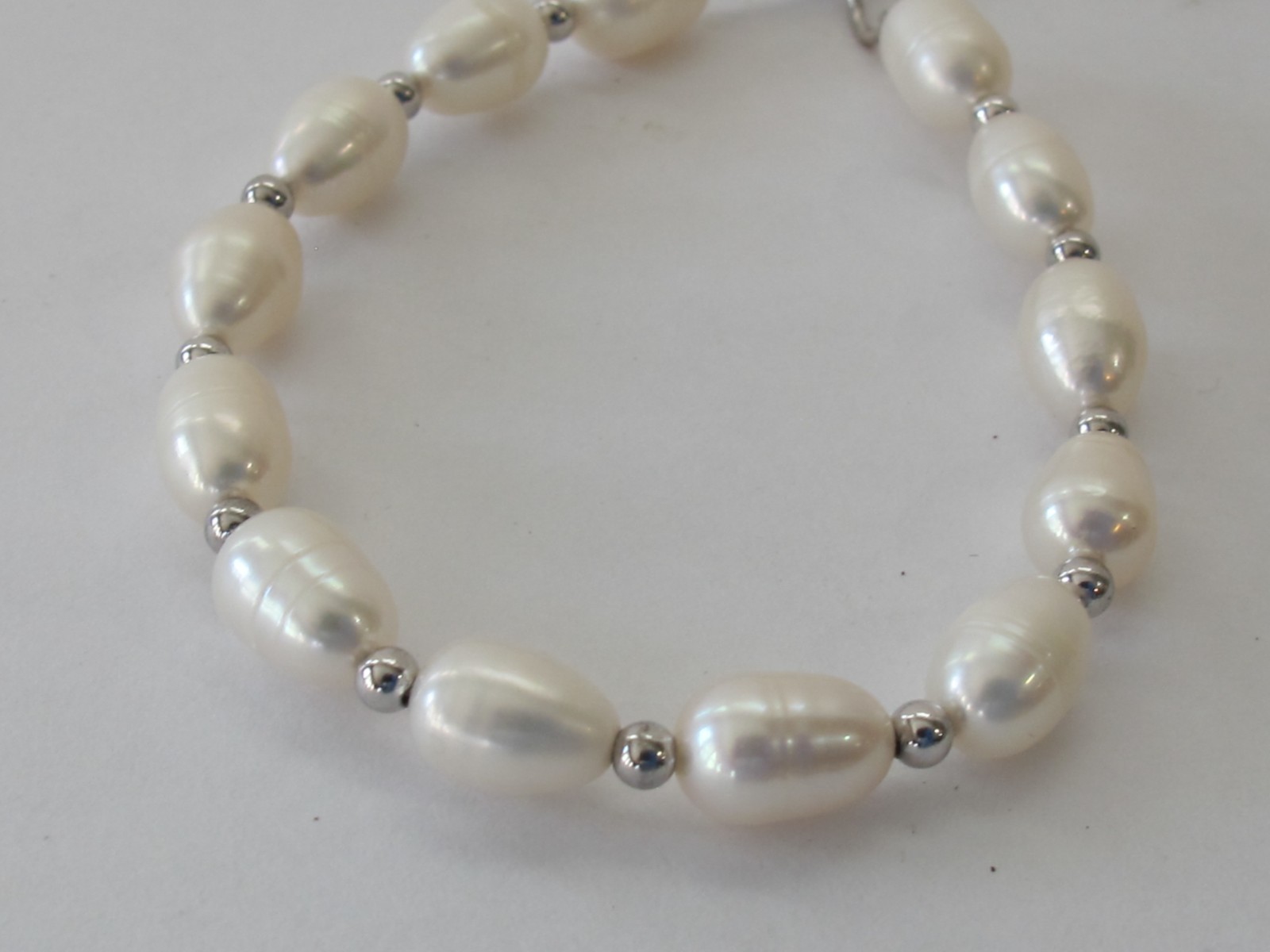 Lovely BAROQUE Pearl Bead & STERLING 925 Silver Adjustable Slider BRACELET C7