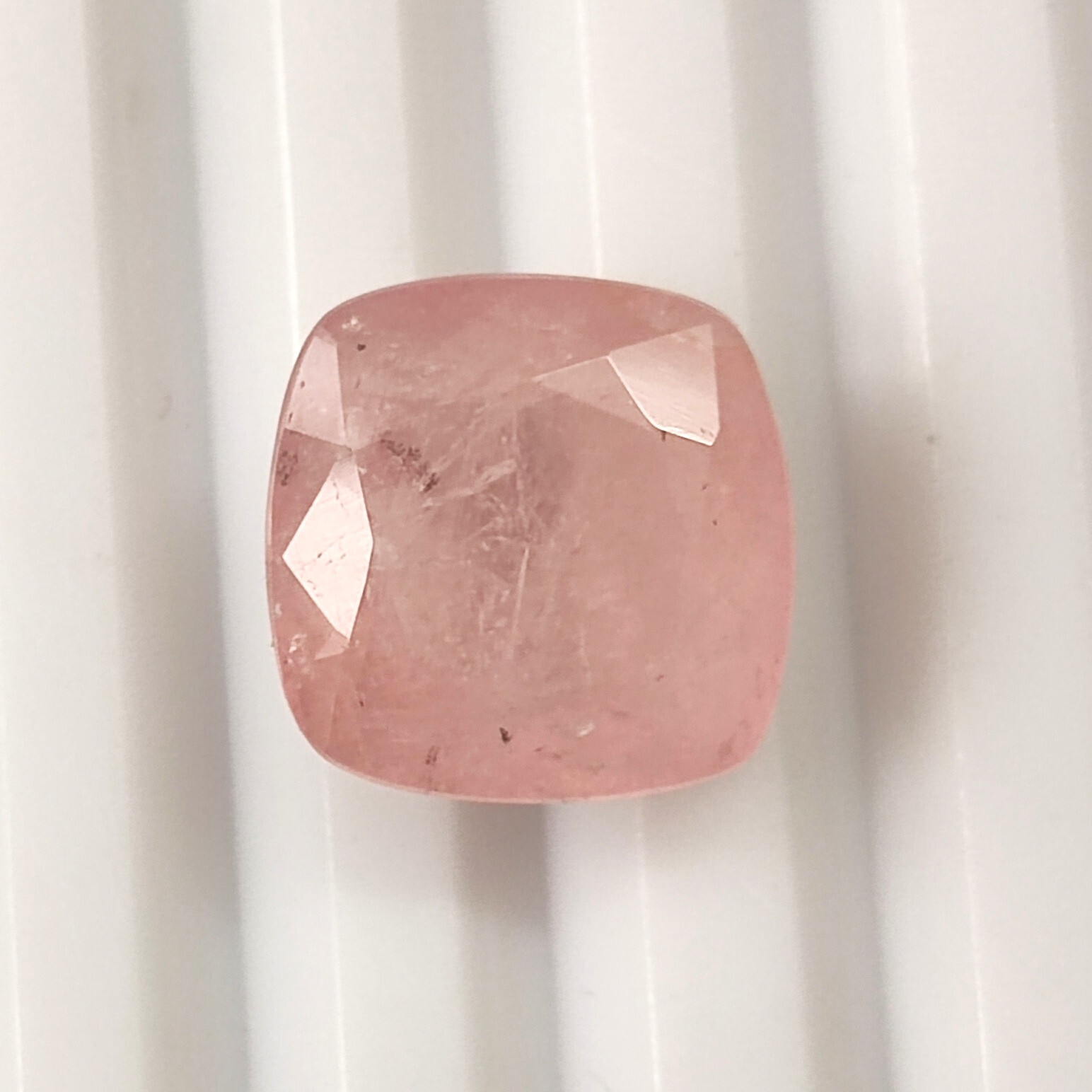 Genuine Pink Morganite 12.5 MM Cushion Faceted Natural Loose Gemstone 8.05 Carat