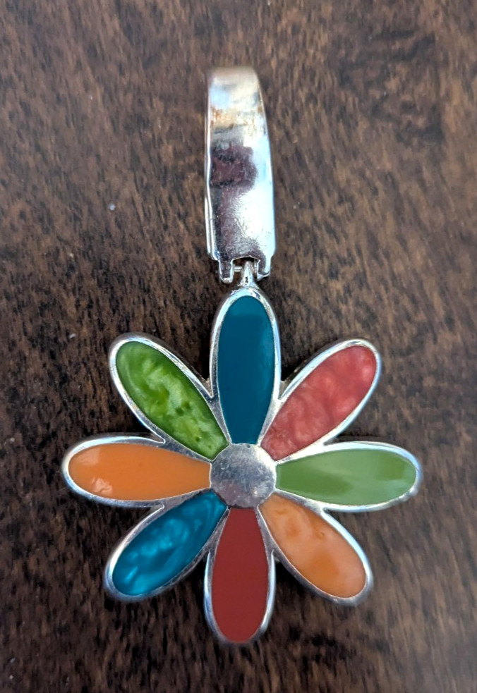 Blue, Red, Green, and Yellow/Orange Flower Pendant and Earring Set
