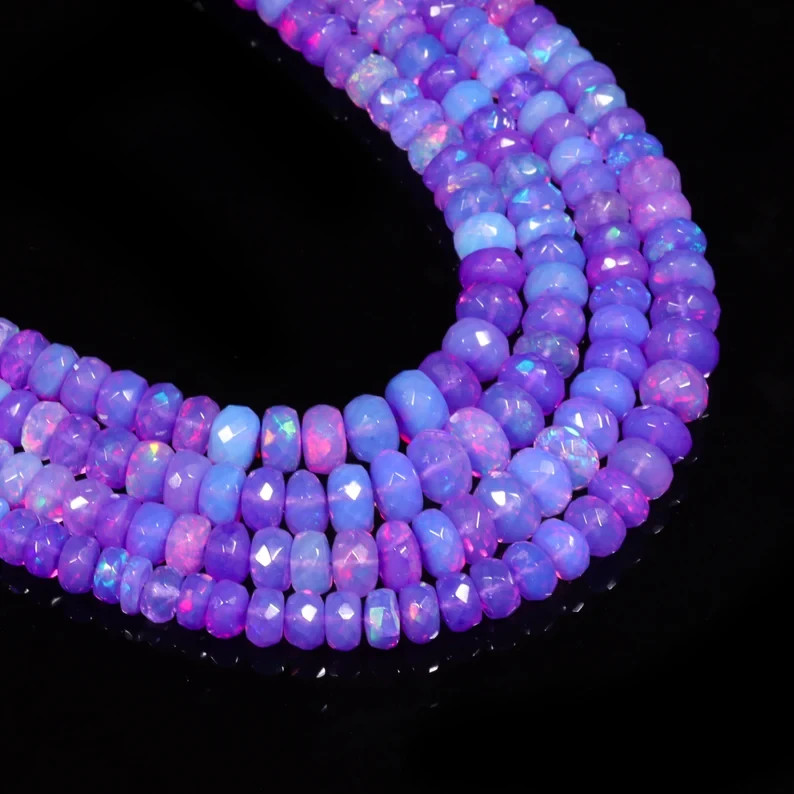 AAA Ethiopian Opal Beads: Lavender Rondelle, Welo Opal (3.5-5mm) 8”