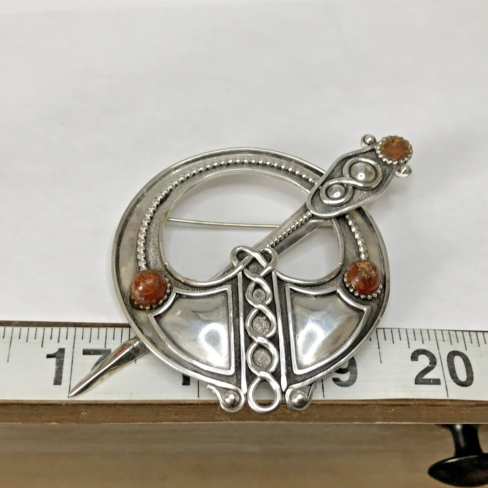 Sterling Silver Irish Celtic Penannular Kilt Cloak Clasp Pin Brooch 22.4g