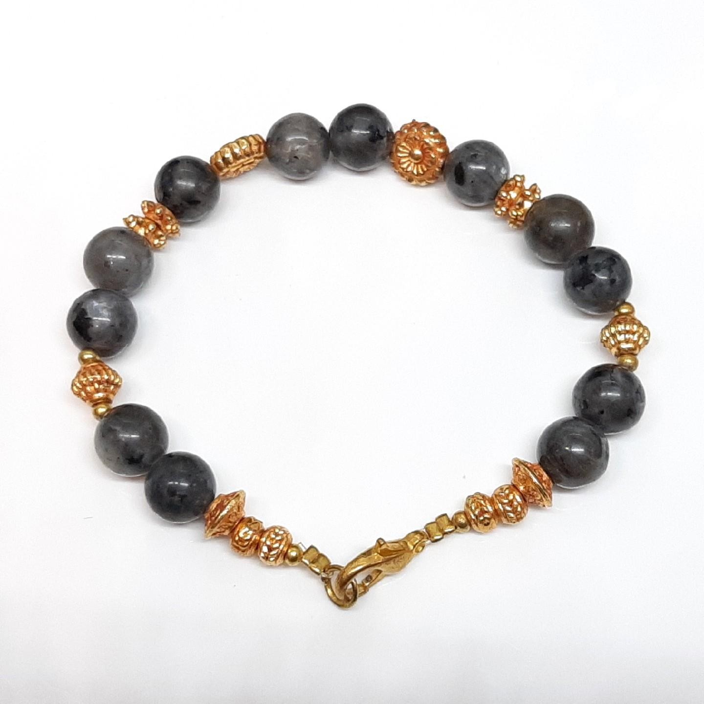 Genuine 24.00ctw Agate 14K Rose Gold Silver Bracelet 12.9g