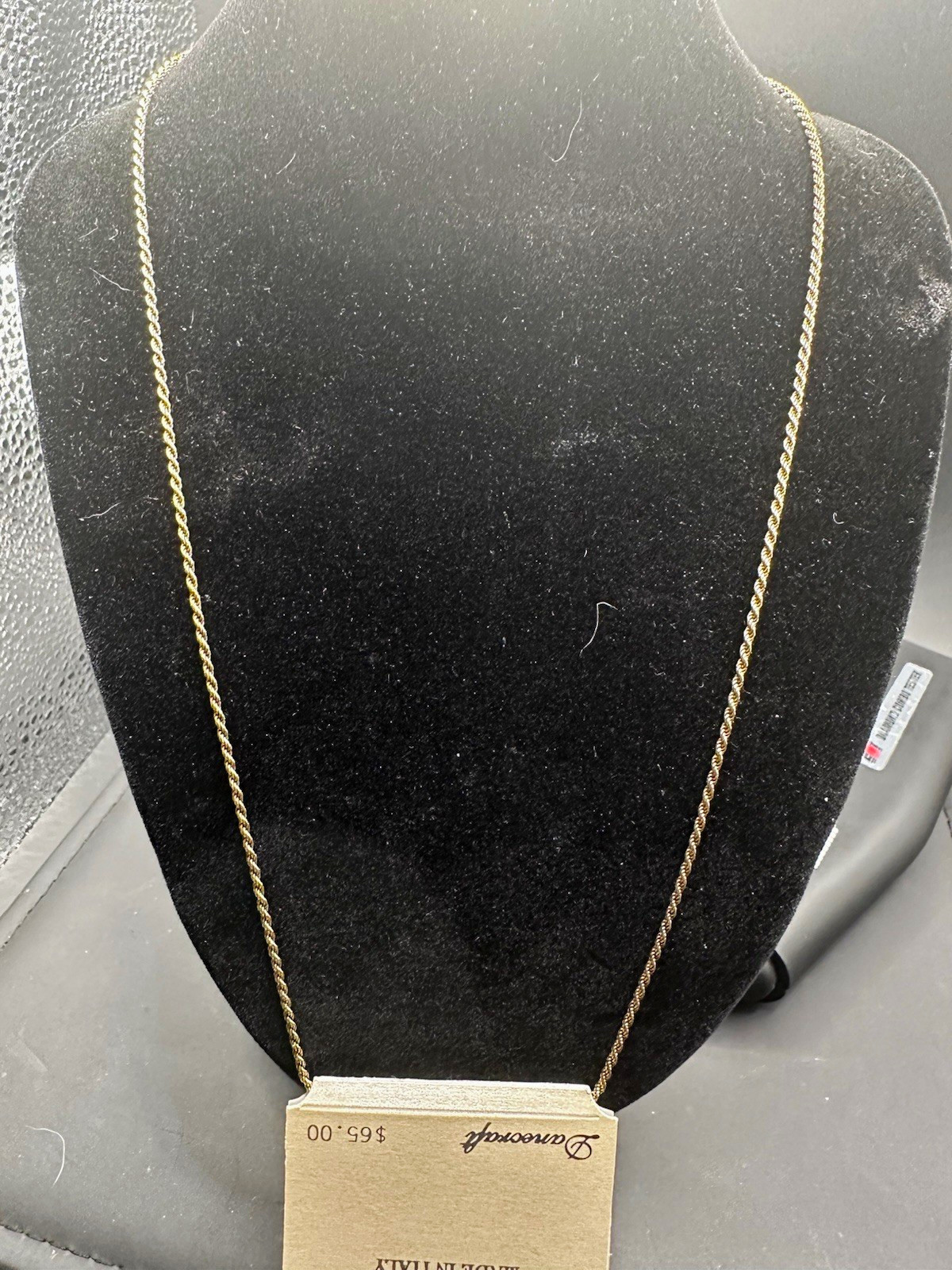 Danecraft 24K Gold Plated Sterling Silver 925 Rope Chain Necklace Italy