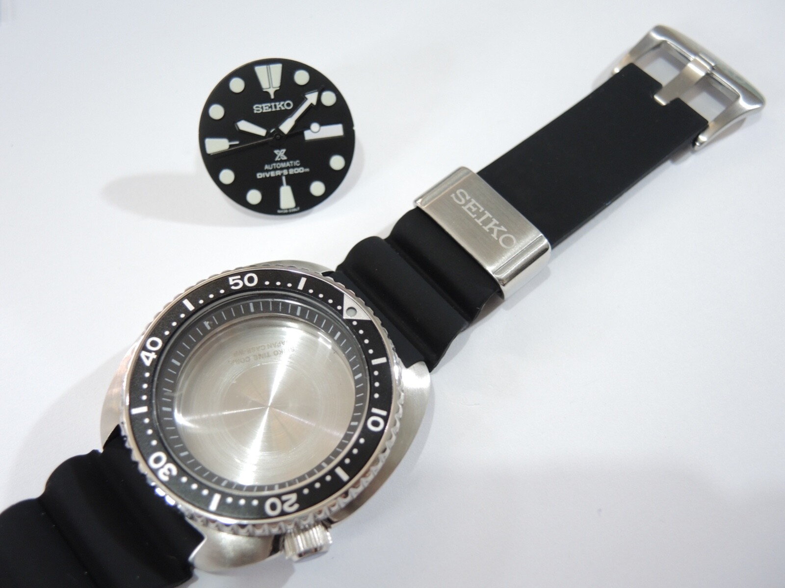 NEW STAINLESS A.M CASE KIT DIVERS TURTLE BLACK SRP777 AUTOMATIC 4R36-04Y0 WATCH
