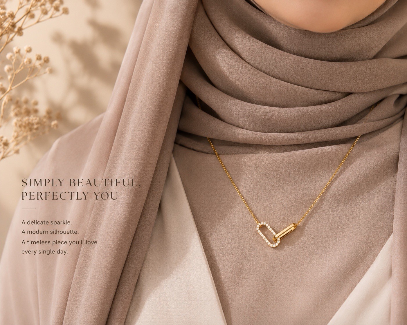 Luxury Gold Pavé Interlocking Link Necklace & Bracelet Jewelry Set for Women