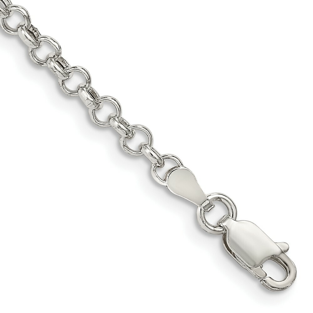 Sterling Silver Semi-solid Rolo Chain 7″, 8″, 16″, 18″, 20″, 24″ Inch Lengths