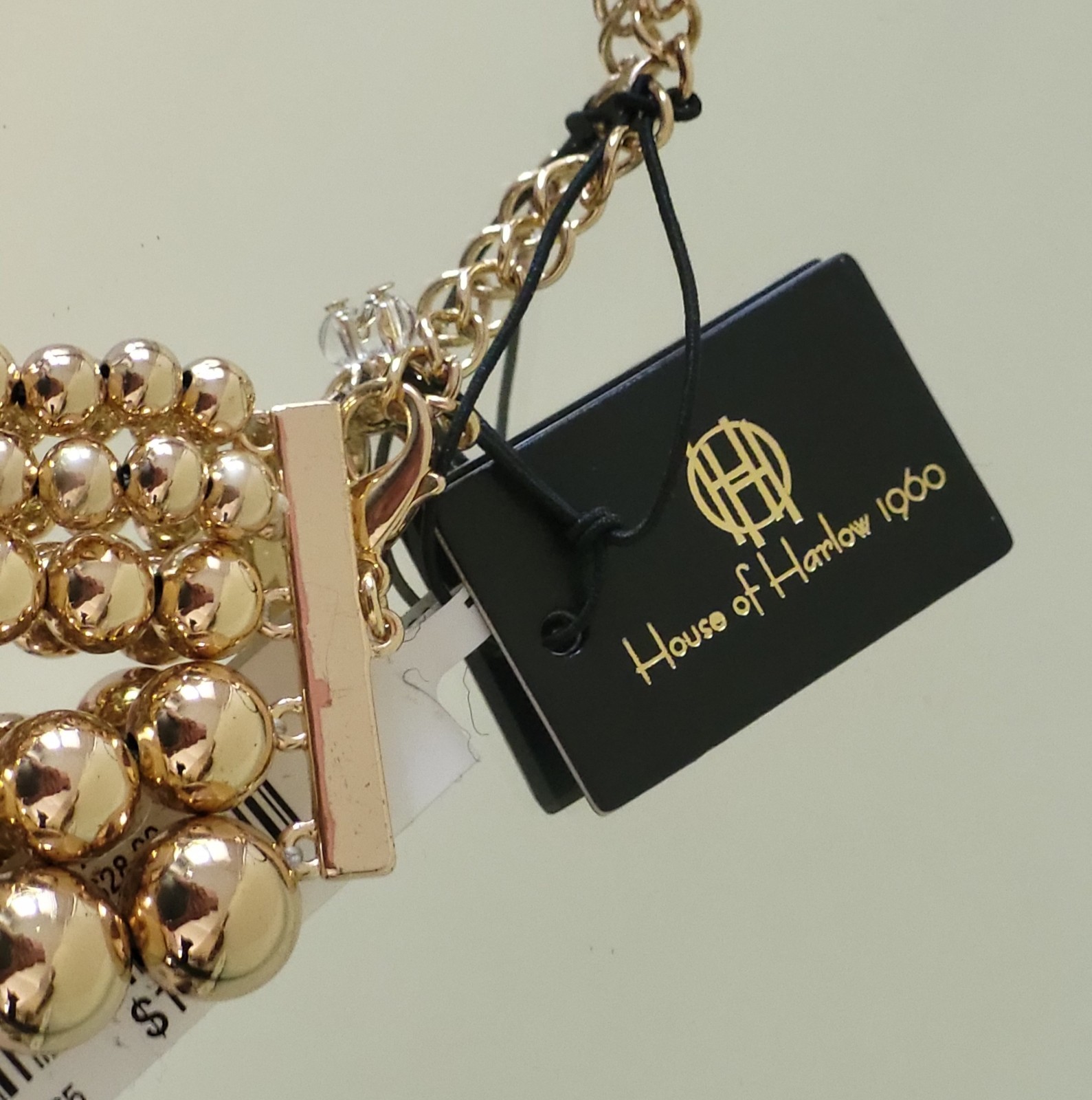 HOUSE OF HARLOW 1960 MULTI STRAND STATEMENT GOLDTONE BEADS NECKLACE