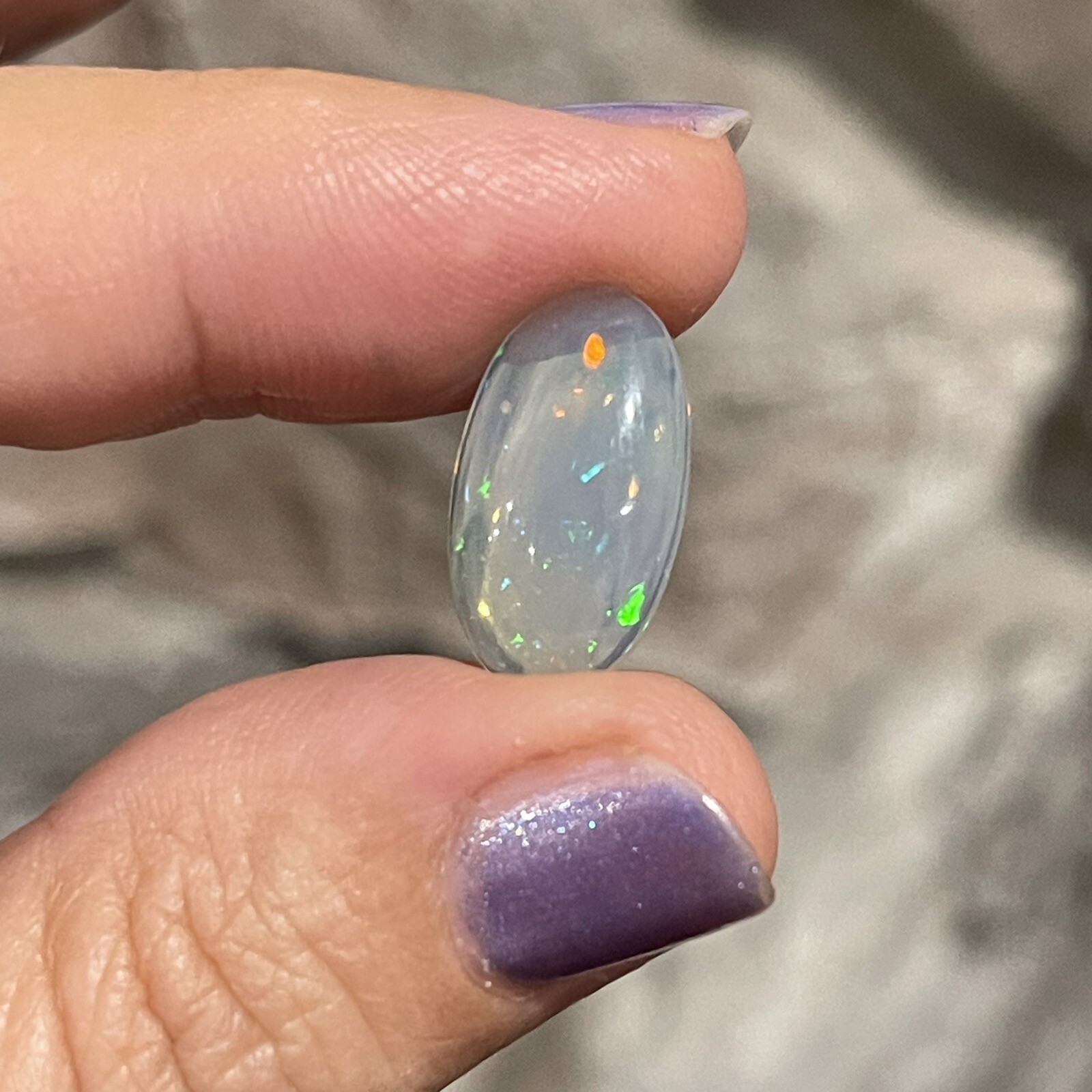 4ct 17.8c10x4.7mm Pin Fire Stardust Ethiopian Welo Opal Oval Cabochon Gem