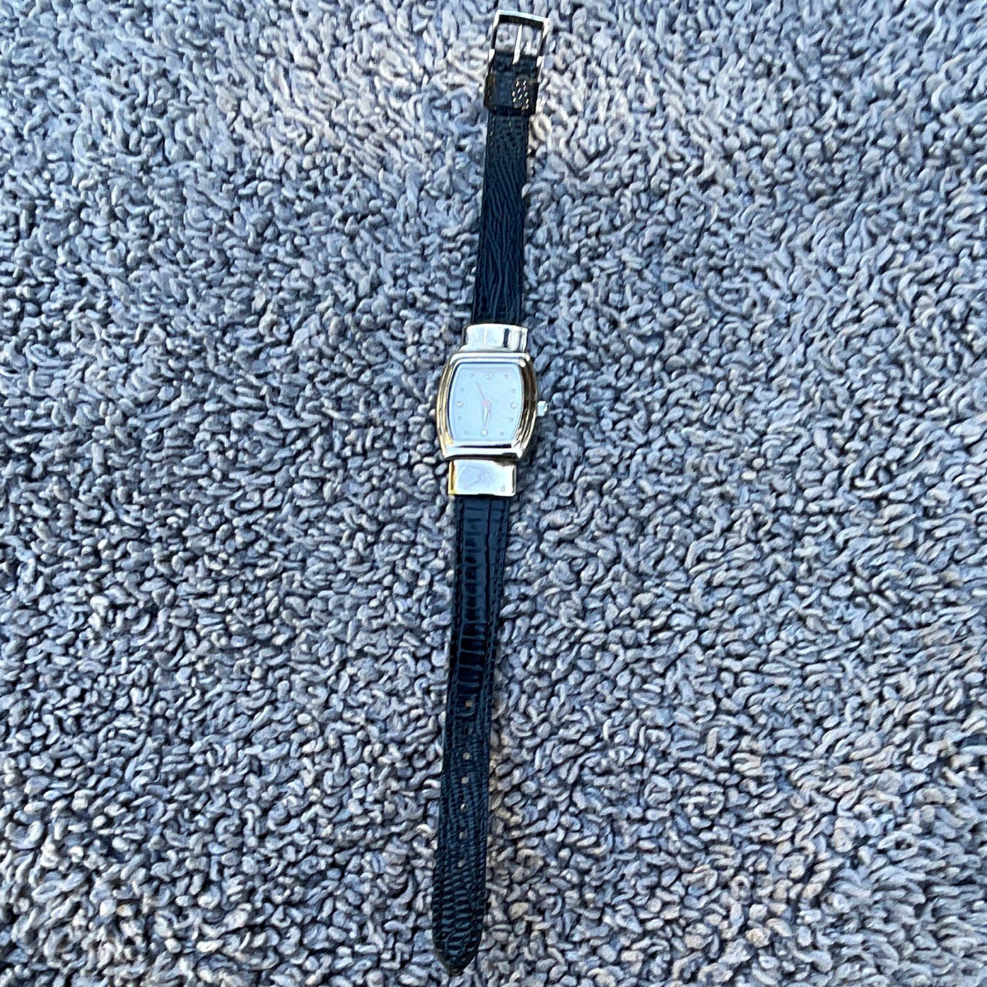 MaryKay Women’s Analog Square Wristwatch White Dial Silver Leather Strap