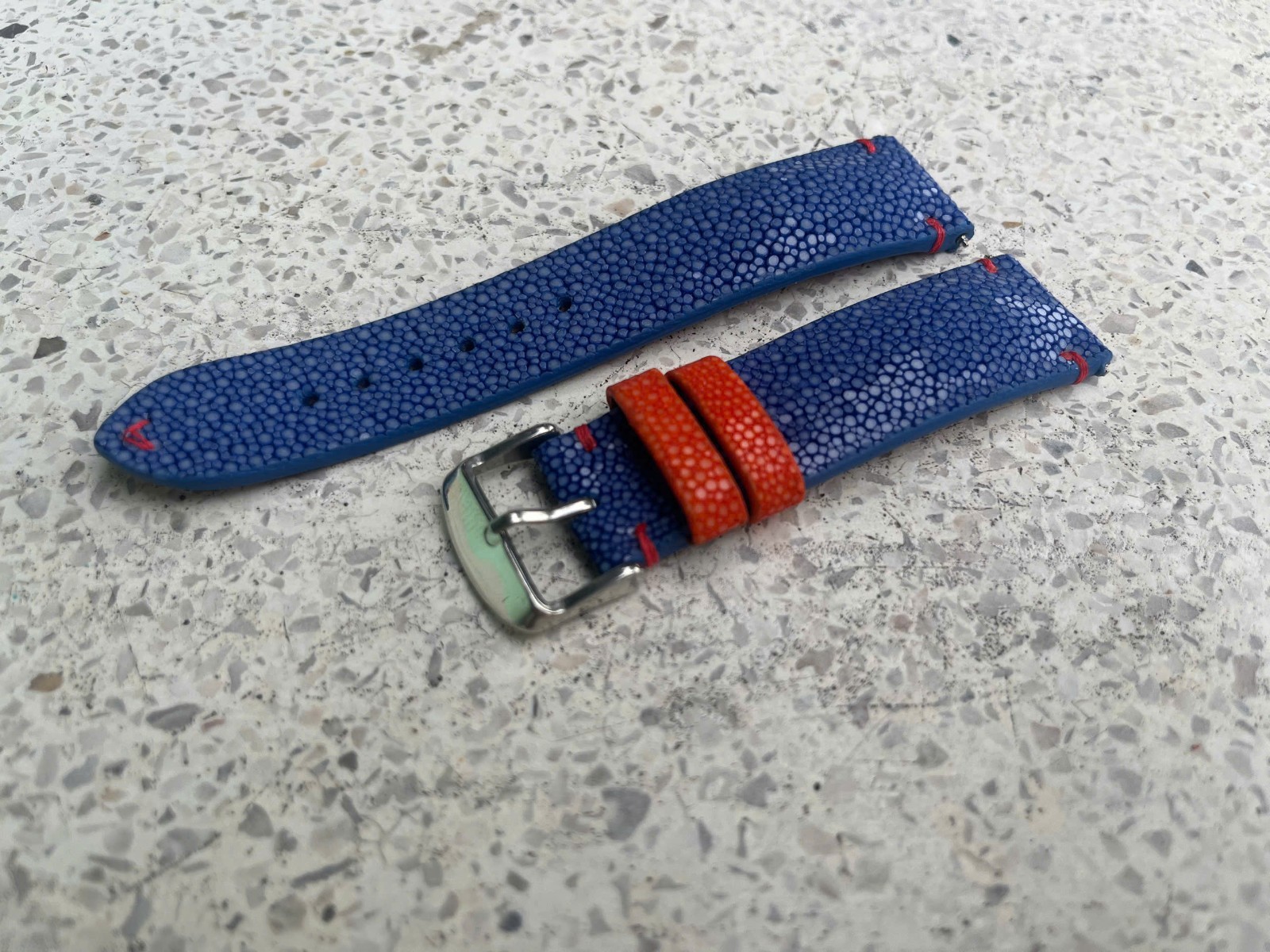 Blue Stingray Leather Watch Strap Band, Size 18mm 20mm 21mm 22mm 24mm 26mm