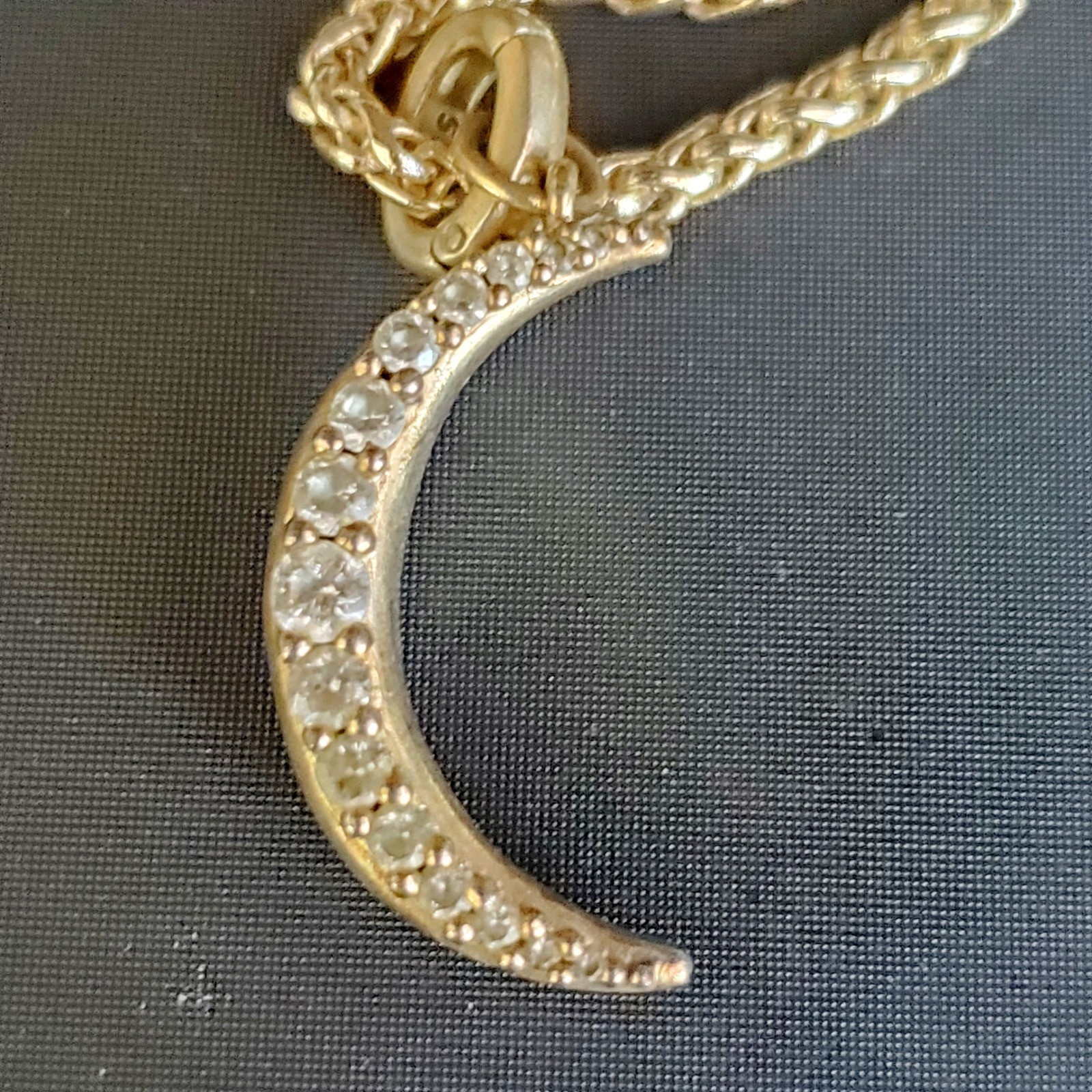 Kendra Scott Gold Tone Pave Crescent Moon Pendant Necklace Celestial Astrology