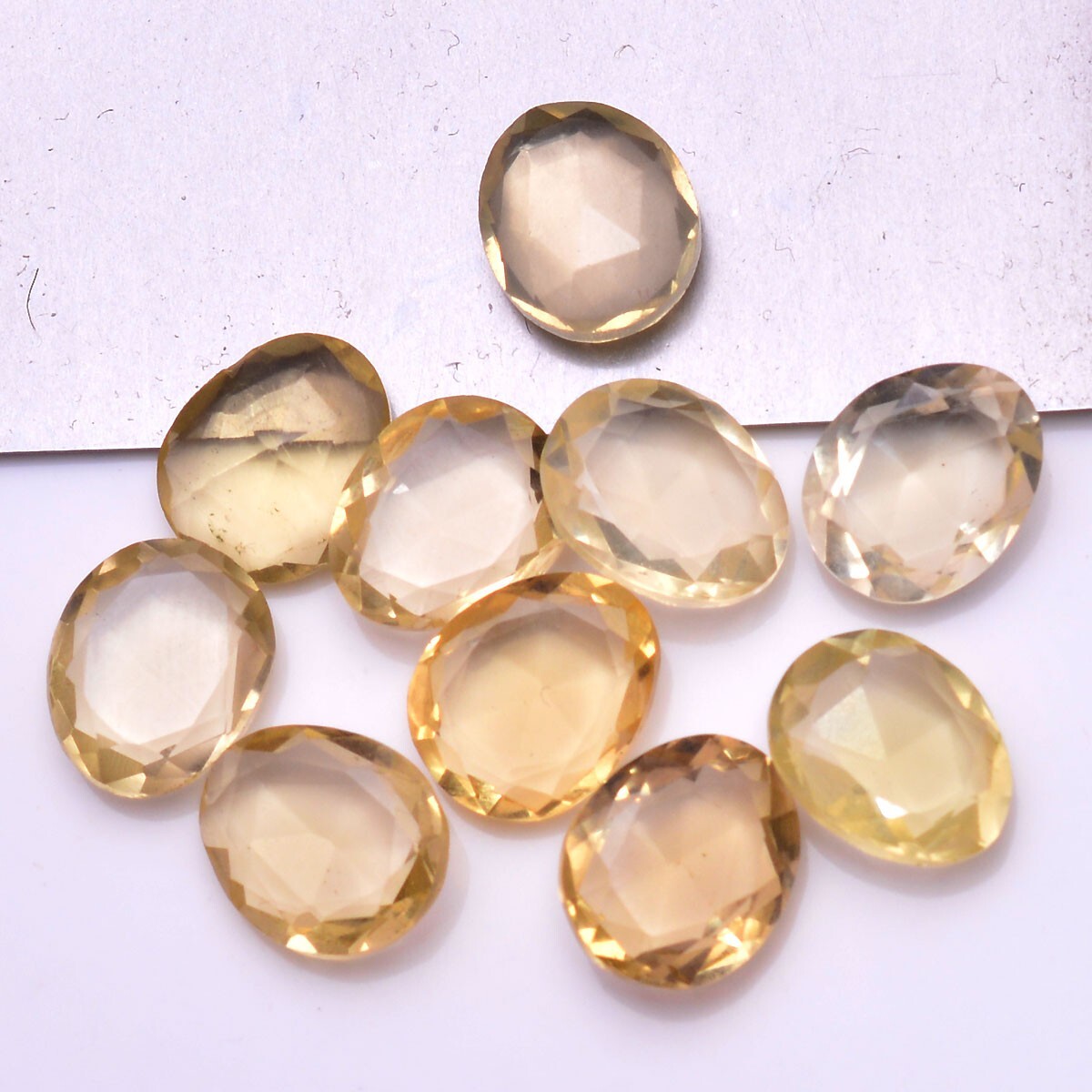 10 Pcs Natural Citrine Unheated 11mm*9mm Faceted Cut Loose Gemstones Wholesale