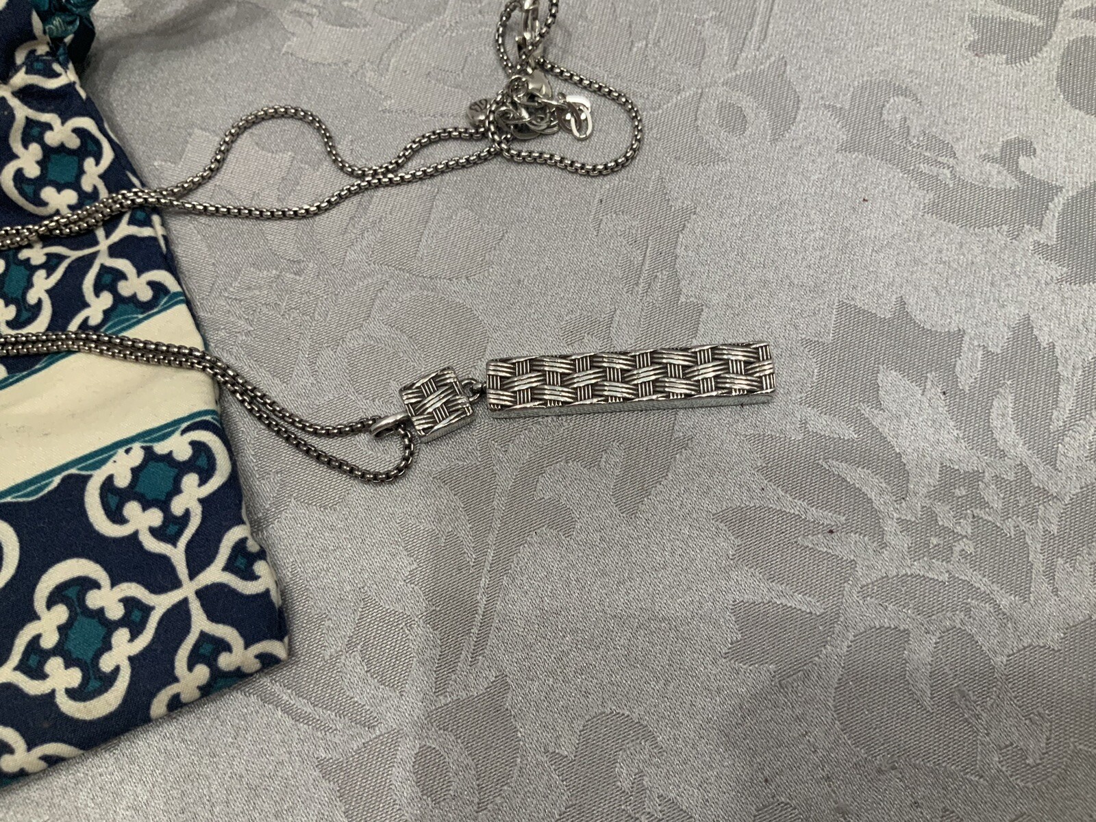 BRIGHTON CRYSTAL ROCKS BLUE DRUSY QUARTZ CRYSAL RECTANGLE CONVERTIBLE NECKLACE