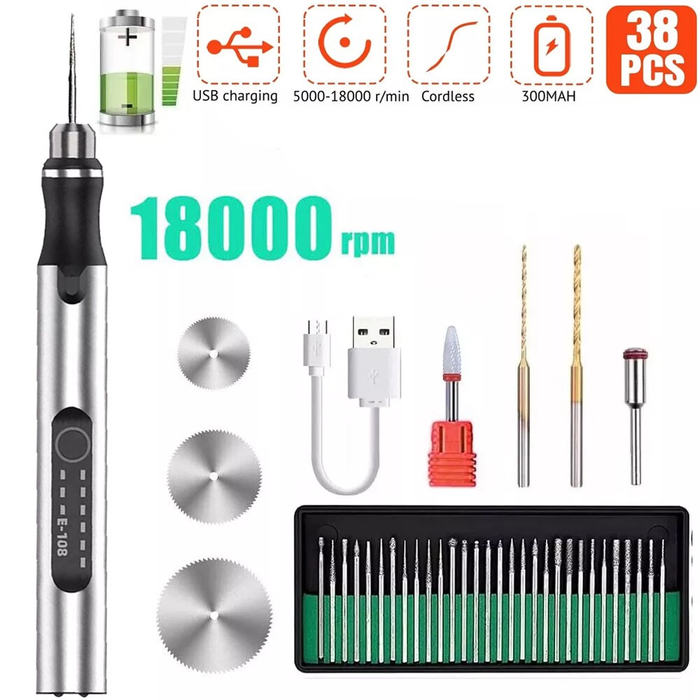 Cordless Electric Mini Drill Grinder Engraving Pen Variable Speed Rotary Tool US