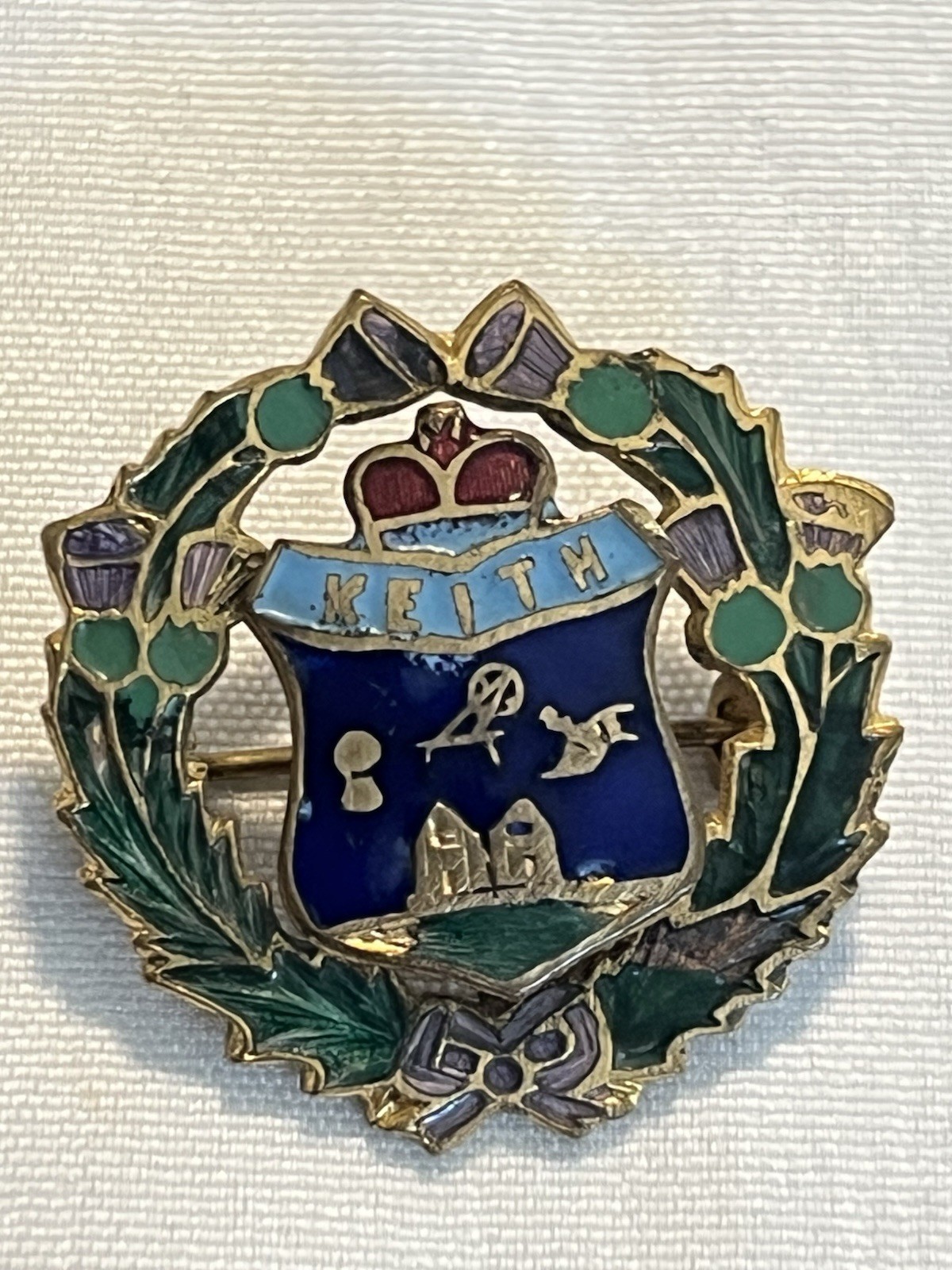 Vintage KEITH Clan Coat of Arms Enamel Heraldic Brooch Pin Scotland Crest