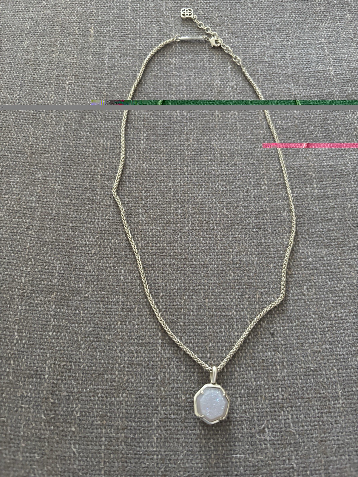 Kendra Scott Gold Tone Necklace & Earrings Set White Sparkly Octagon Stones