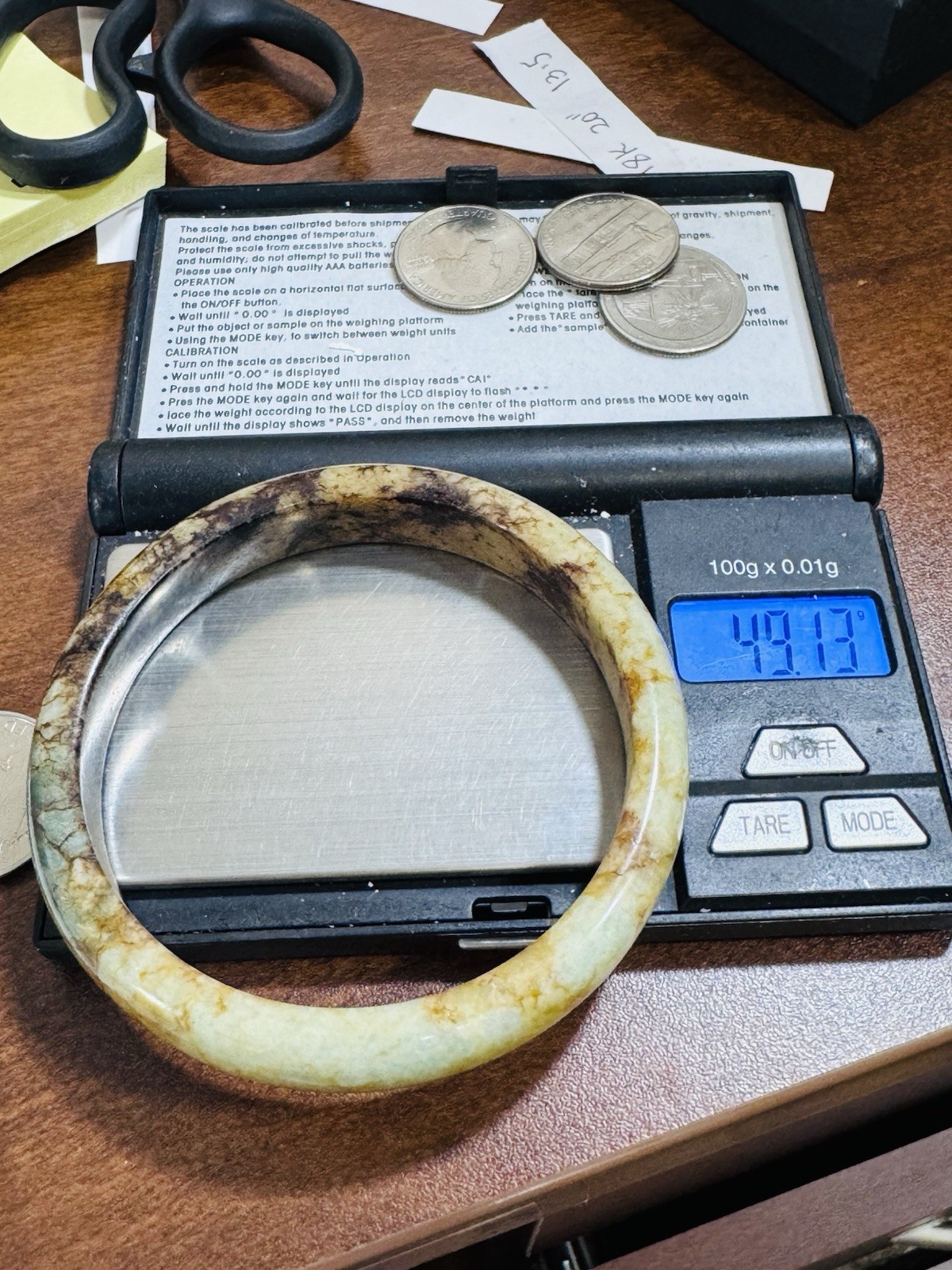 New Burmese Jade High Grade Brown Bangle Fits 5.5”-7.5”/16-18cm 49.13g 12.7/13mm