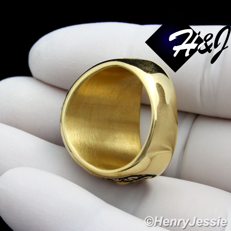 MEN Stainless Steel US Army Military Green Rhinestone Gold/Black Plated Ring*100