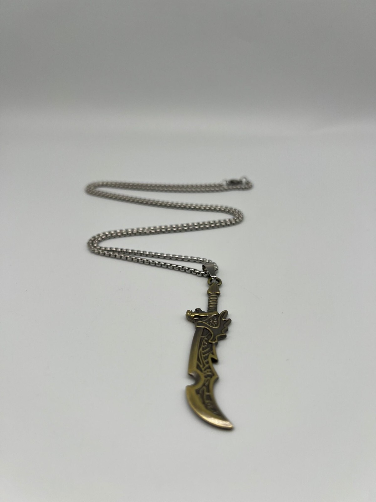 Stainless Steel Bronze Knife Dagger Weapon Pendant on Chain