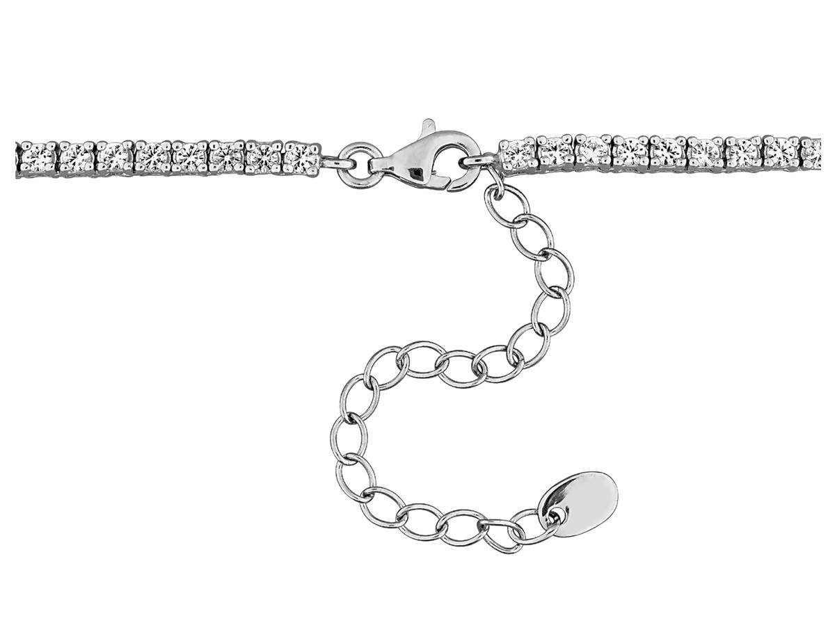 6.43 Carat (ctw) Lab-Created Blue and White Sapphire Floral Necklace Sterling Si