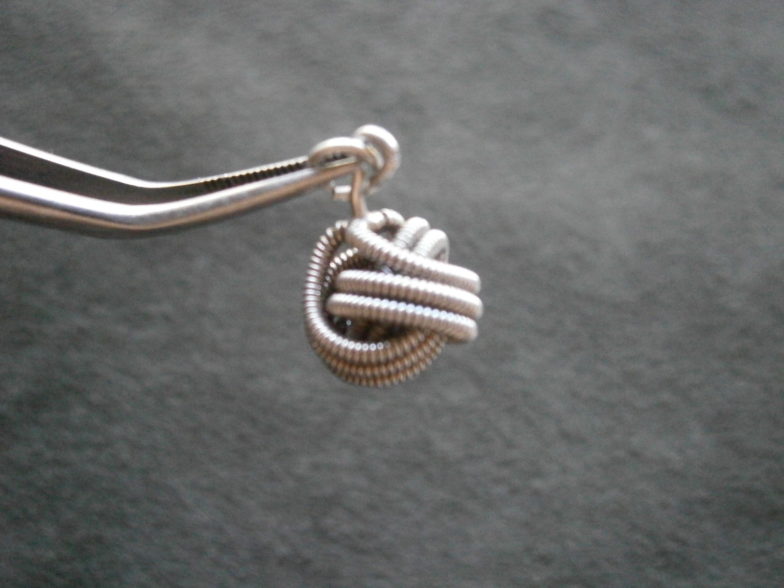 French Knot Love Knot Vintage Sterling Silver Bracelet Charm Pendant 3.0g