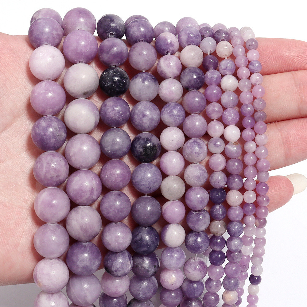 Natural Stone Lavender Chalcedony Round Loose Beads Jewelry Making 4 6 8 10 12mm