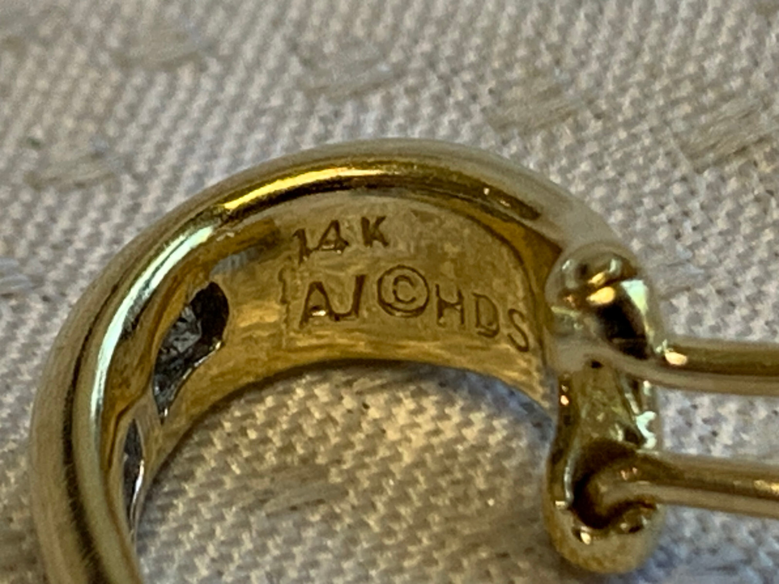 14K Yellow Gold Diamond Earrings 4.82g Fine Jewelry Half Hoop Omega Backs *READ*