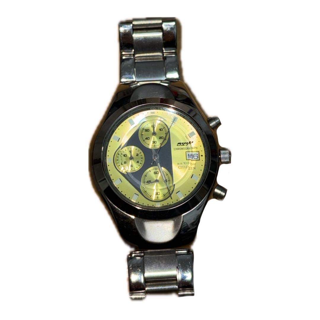 Rare QZ Citizen Yellow Dial Chrono Date New