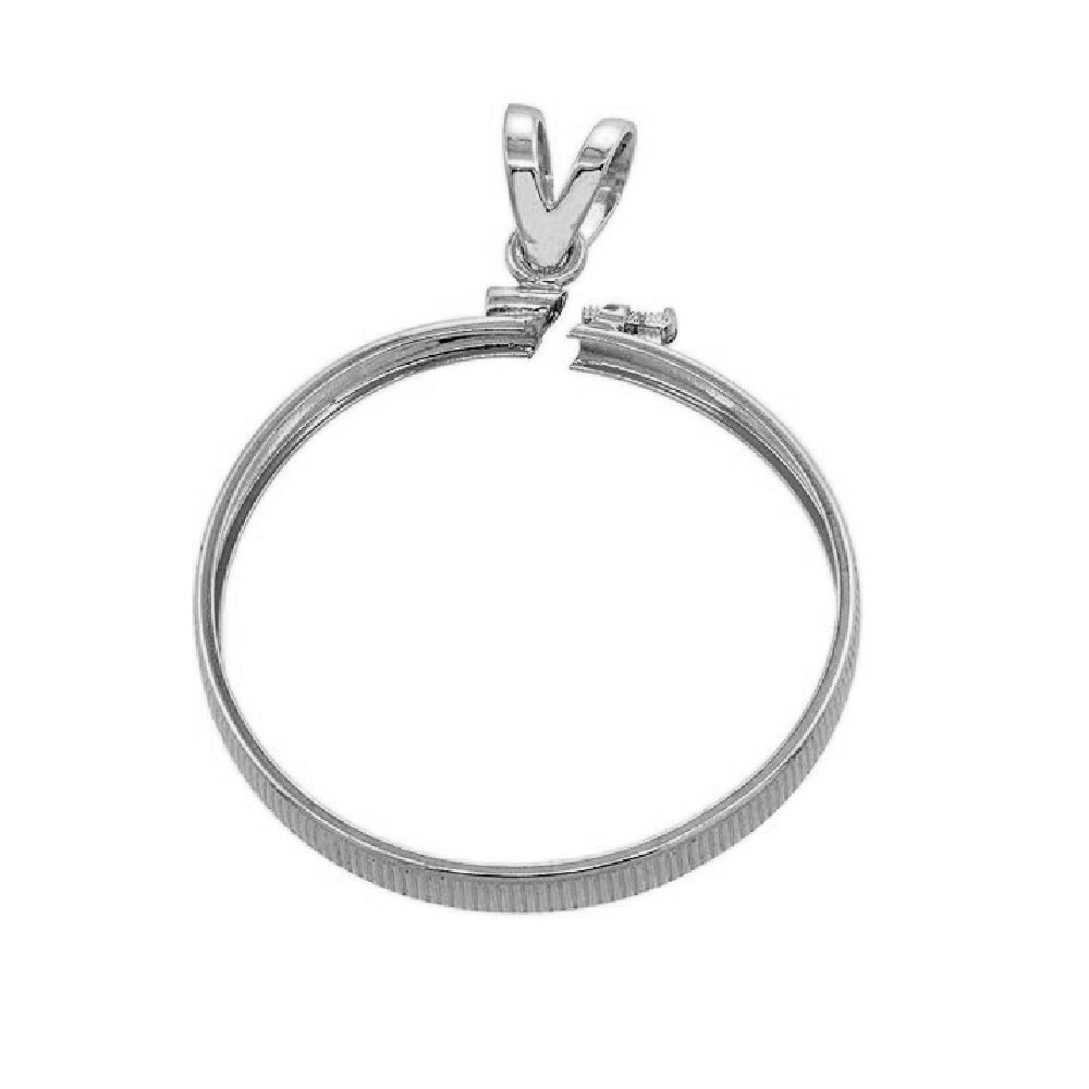 39 mm Sterling Silver Screw Top Edge 1 oz Silver Round Coin Bezel Pendant