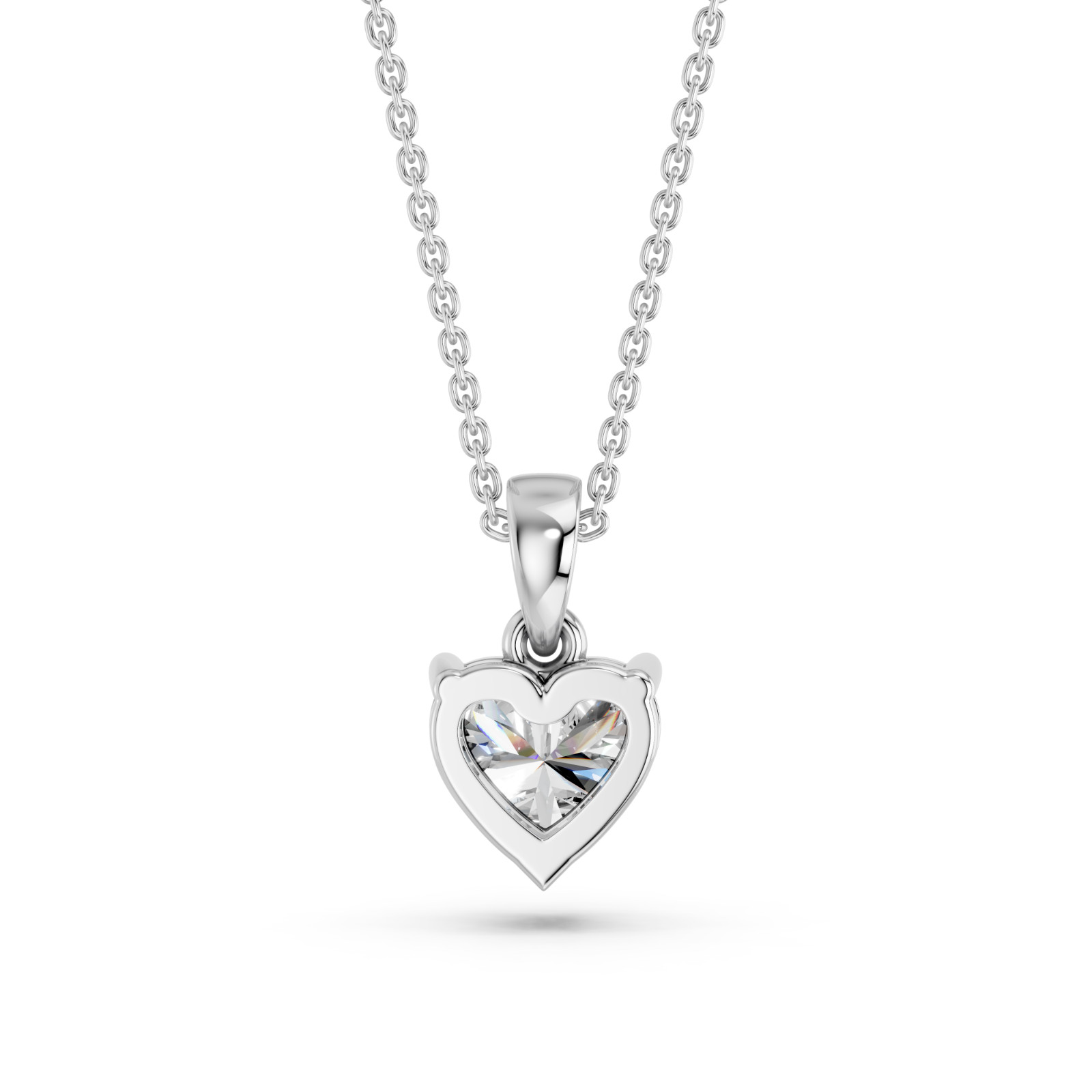 IGI Certified 1.00Ct Heart Lab Grown Diamond Pendant Necklace 925-Silver Women’s