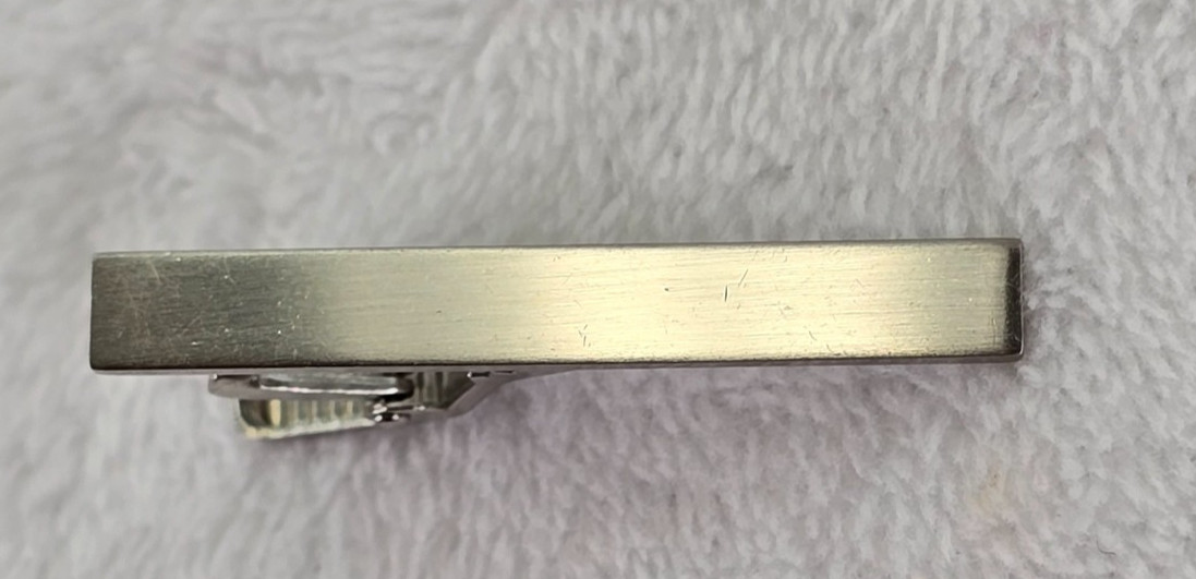 Vintage Stainless Steel Tie Clip Brushed Silver Tone Metal No Pattern