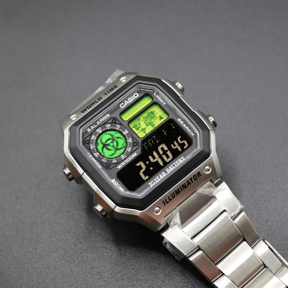 Radioactive | CASIO AE-1200WHD. Royale World Time Watch Mod. Negative Display