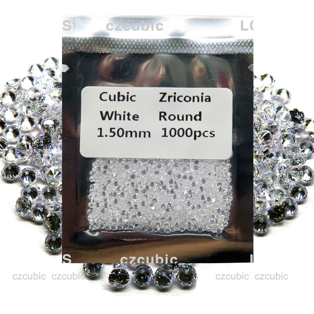 1000 PCS ROUND CUBIC ZIRCONIA/CZ STONES 5A QUALITY 0.70 – 3.00 MM SHIP IN US NO8