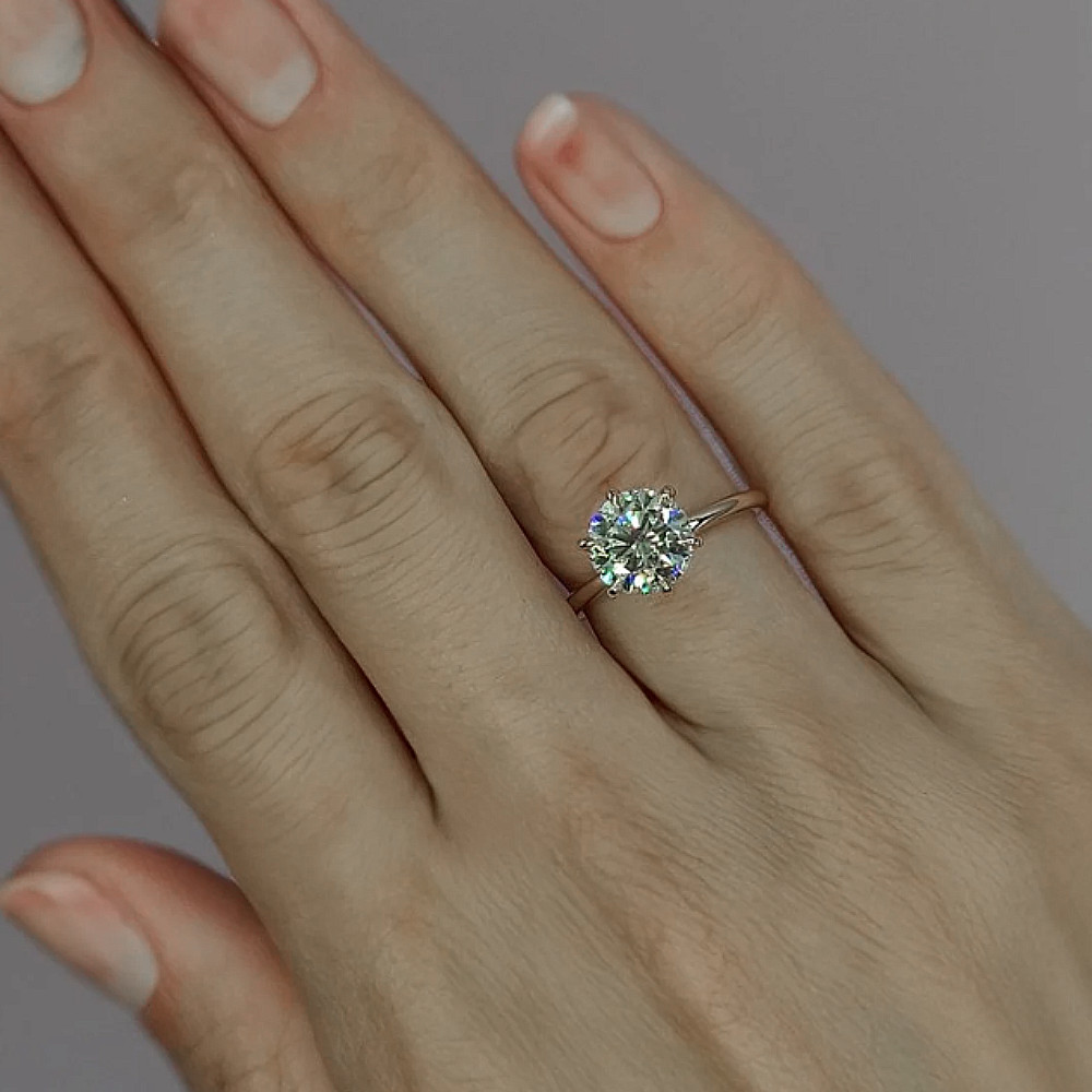 14K Yellow Gold Lab Grown Diamond Engagement Ring Round Cut 2 Ct IGI Certified
