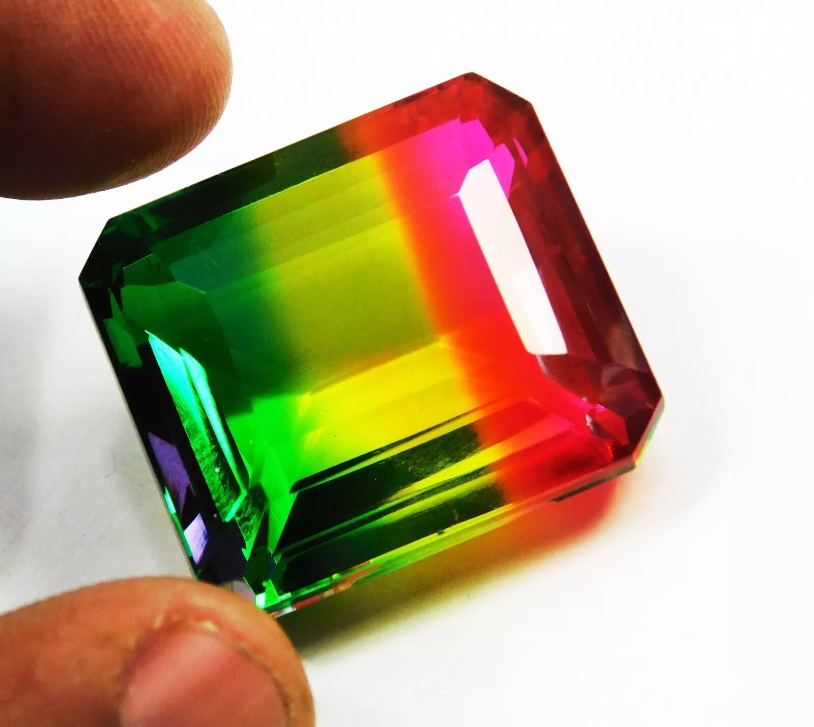 Watermelon Tourmaline Emerald Top Quality 76-78 Ct Natural Certified Gemstone
